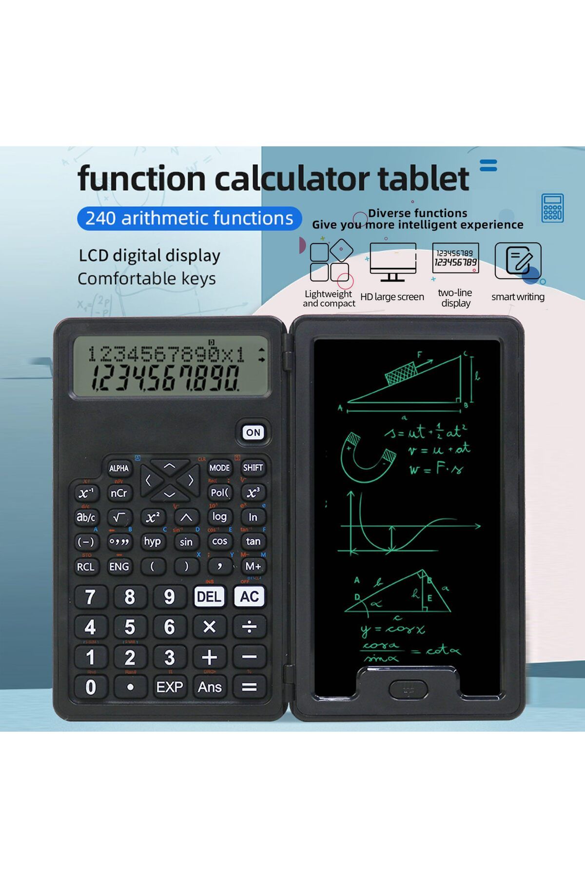 erorex-2In1 Scientific Calculator With Lcd Writing Tablet Lcd Basic Calculator Notepad Professional 2