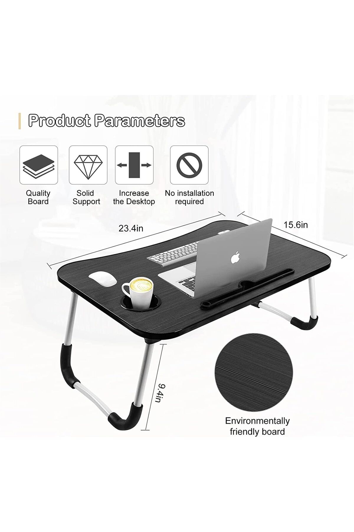 erorex-Portable Folding Laptop Desk For Bed With Ipad And Cup Holder Adjustable Lap Tray Notebook Stand 2