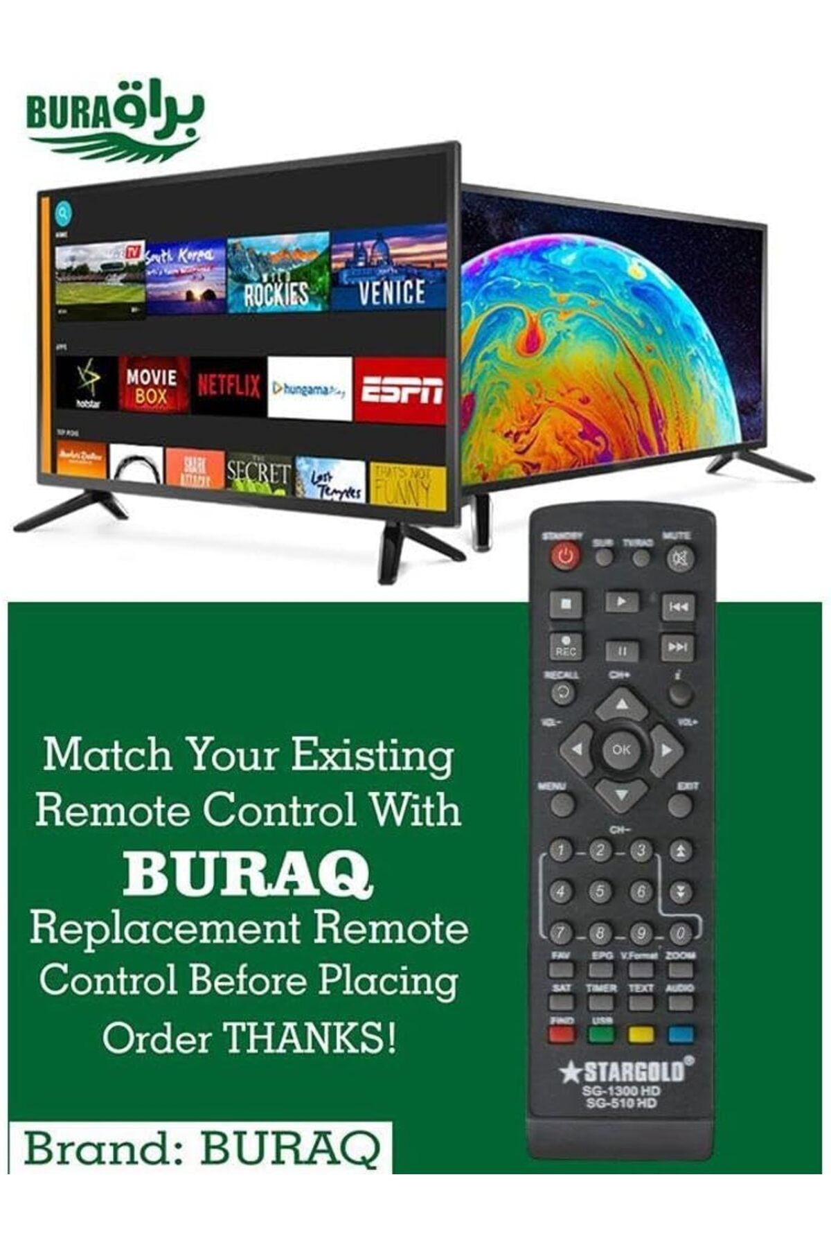 erorex-Impex Smart Lcd Remote Replacement Remote Control Compatible For Impex Smart Tv Lcd Led With 3