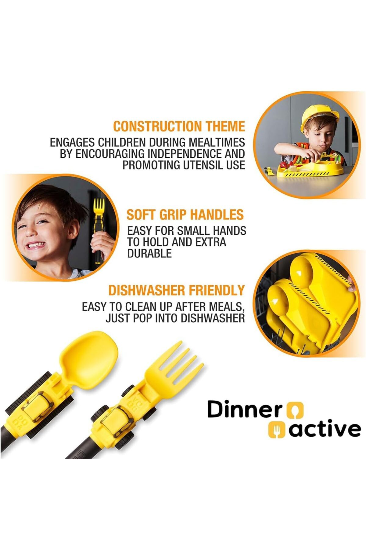 COOYA-Portable Toddler Utensils Set, Toddler Forks and Spoons, Yellow Fork & Orang Knife 6