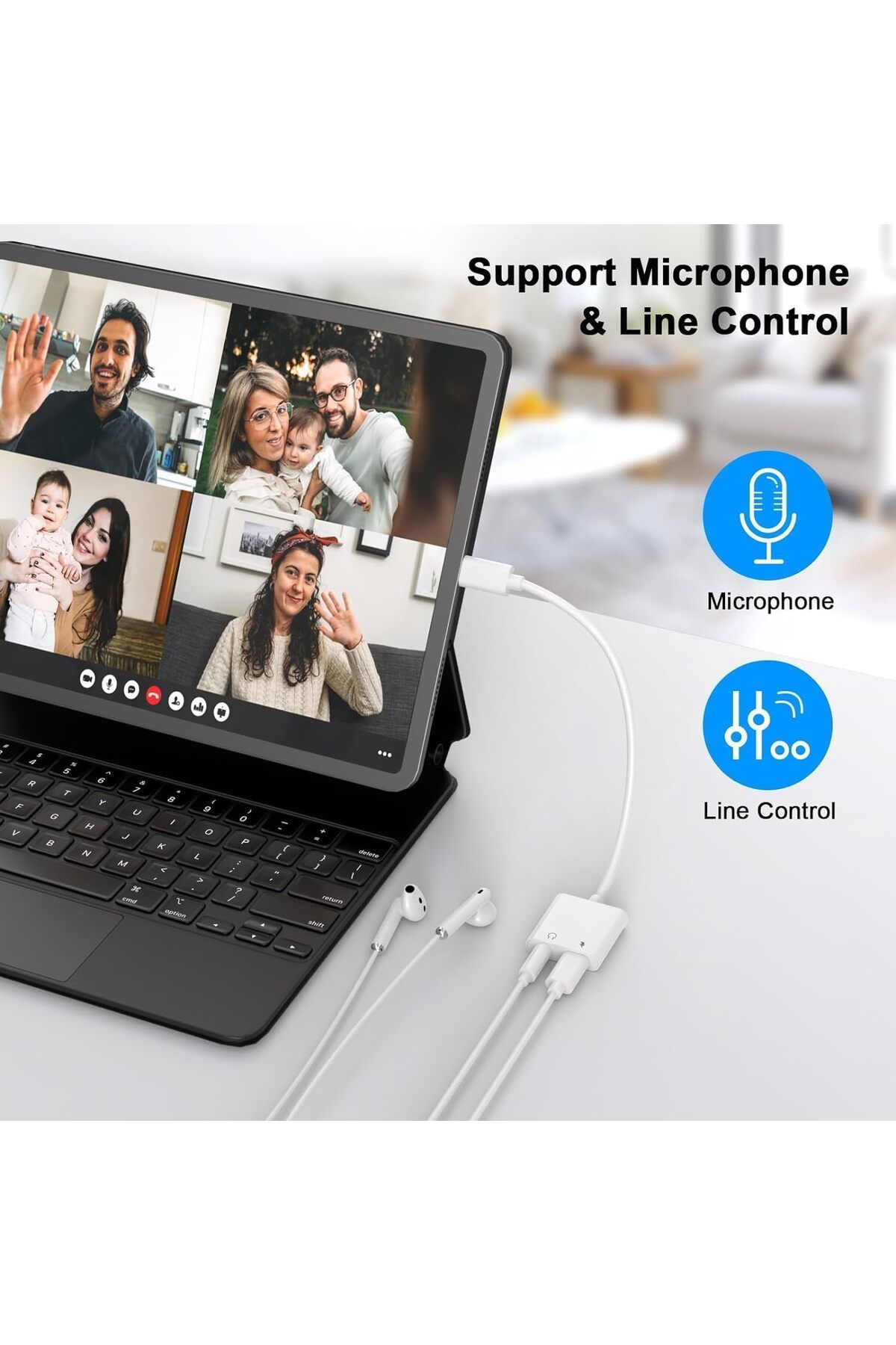 erorex-محول سماعة رأس لهاتف آيفون 2 في 1 Lightning إلى 3.5 مم صوت دونجل ملحقات سماعة الرأس 4
