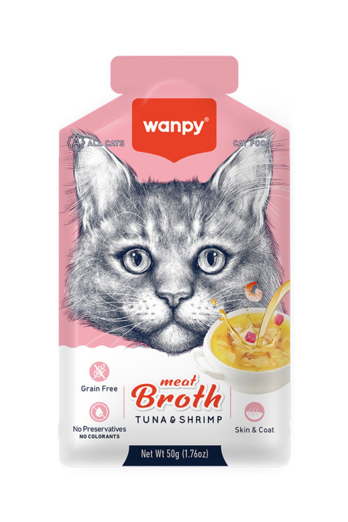 Wanpy Ton Balıklı ve Karidesli Tahılsız Kedi Çorbası 50gr