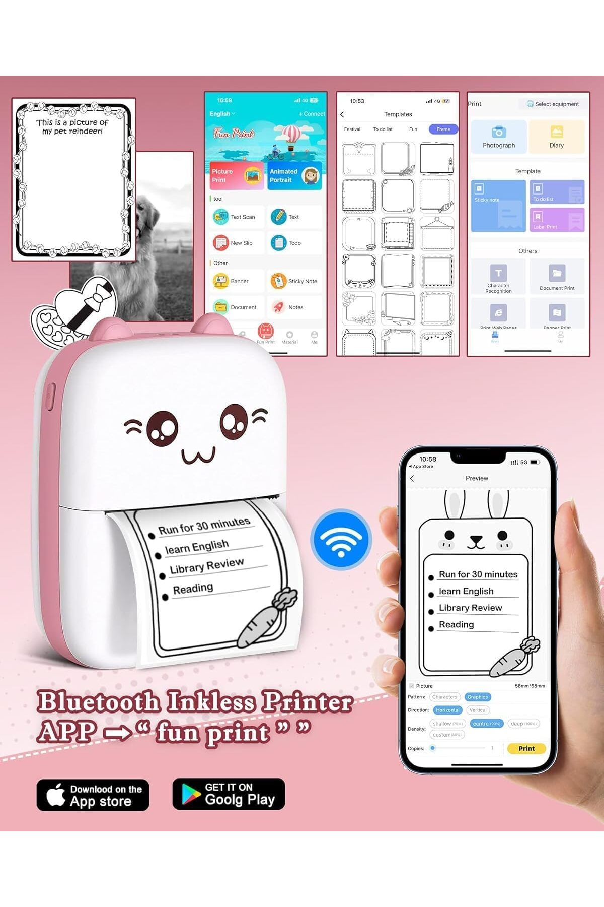 erorex-Mini Thermal Printer Bluetooth Labler Maker Portable Sticker Printer For Printing Photos Sticky 2