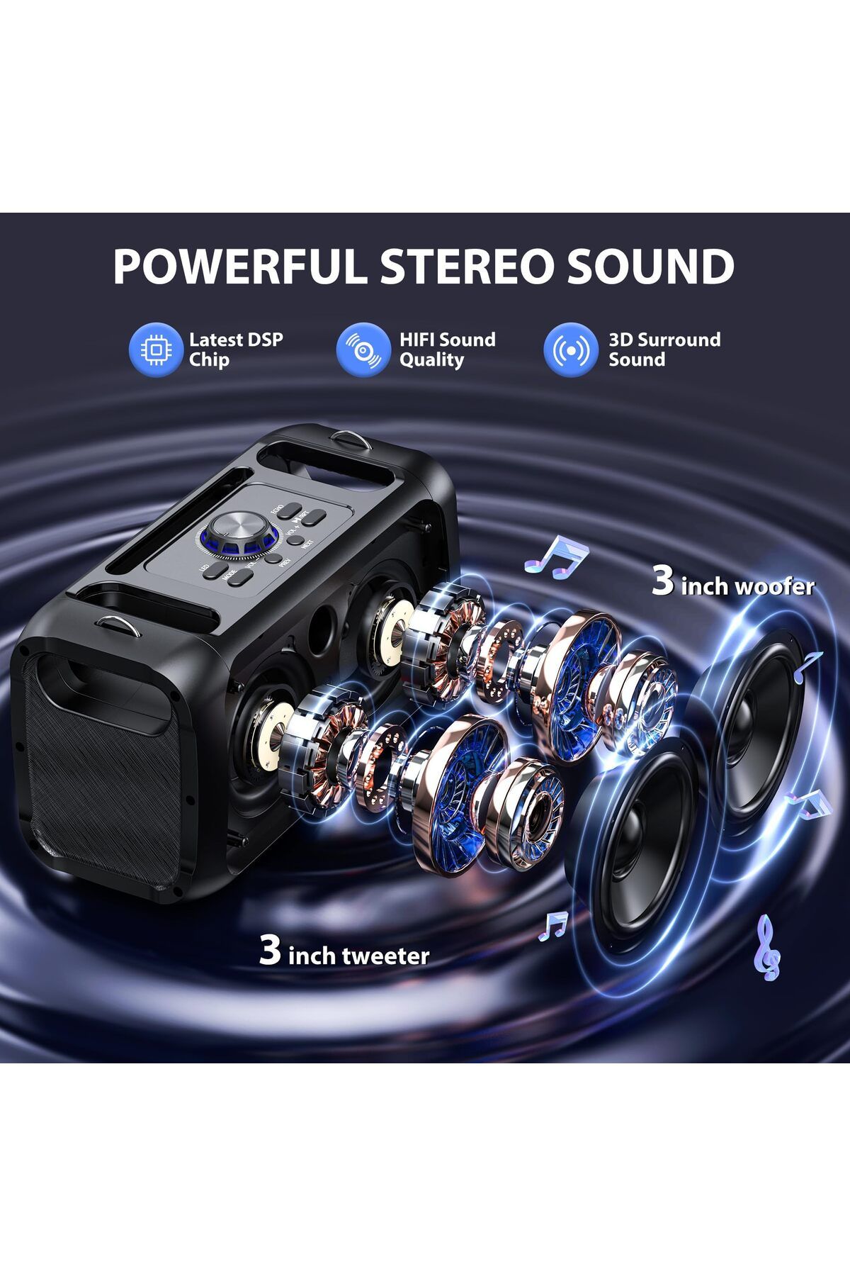 erorex-Portable Bluetooth Speaker With 7 Light Modes And Bluetooth 5.3 Waterproof Design For Outdoor 2