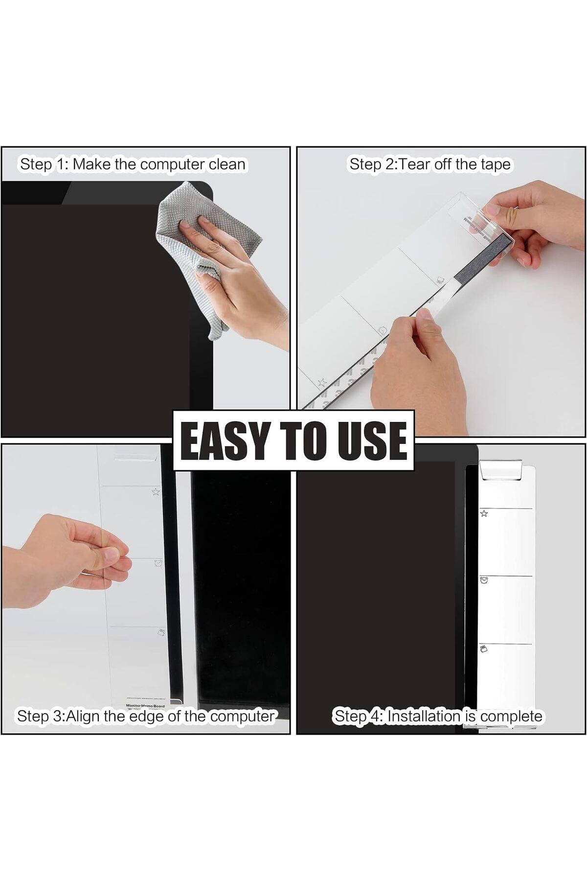 erorex-Computer Monitor Memo Board Set Of 2 Left And Right Multifunction Clear Acrylic Message Reminder 5