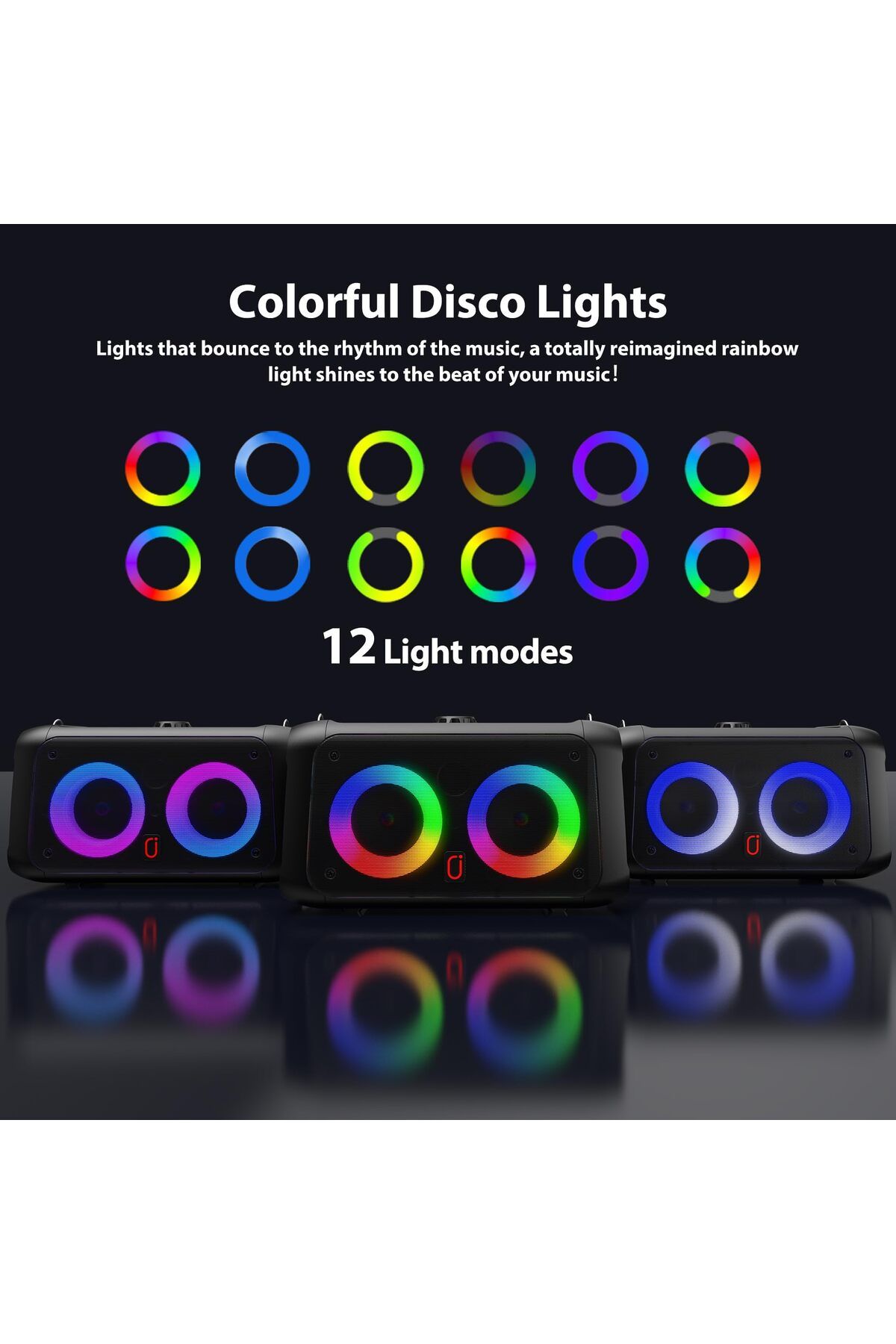 erorex-Portable Bluetooth Speaker With 7 Light Modes And Bluetooth 5.3 Waterproof Design For Outdoor 5