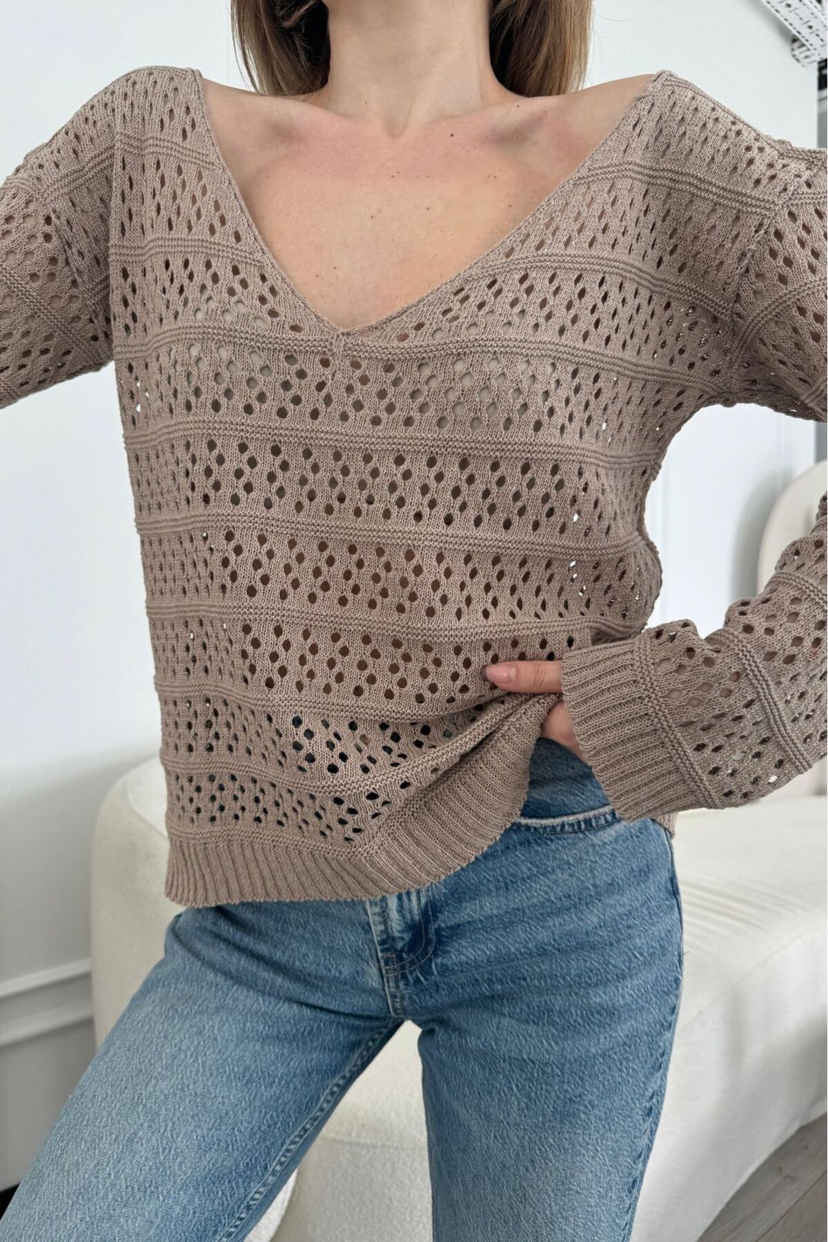 bb butik basic-Summer Openwork Mesh Knitwear A4566 5