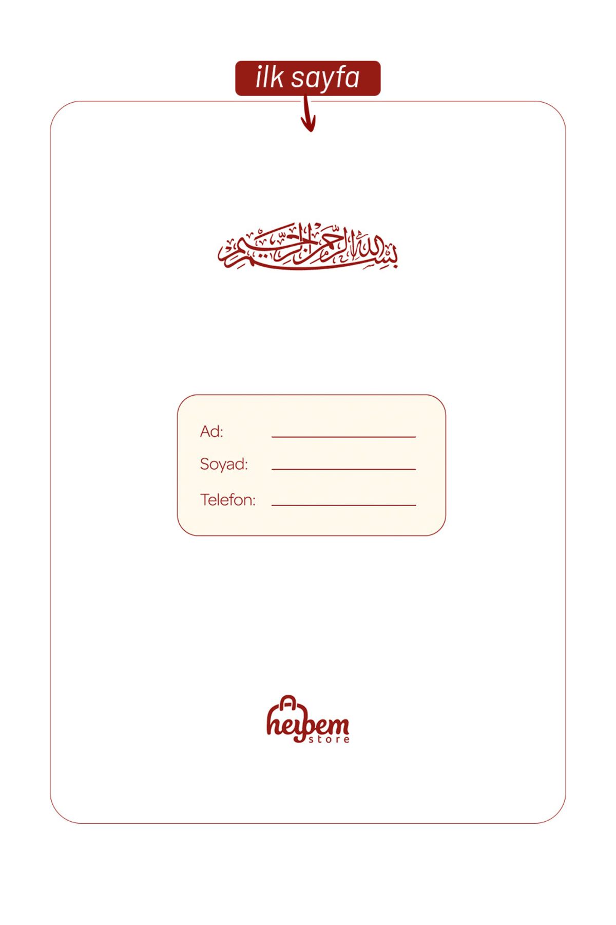 heybem-My Lord! Increase My Knowledge. A5 Notebook with Verse and Hadith Content 2
