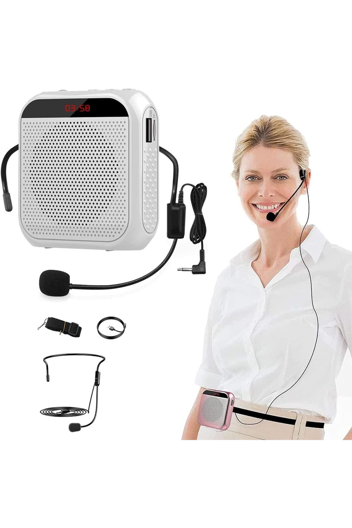 erorex-مكبر صوت راديو FM مع سماعة رأس بلوتوث ومروحة 3 سرعات ومشغل MP3 1