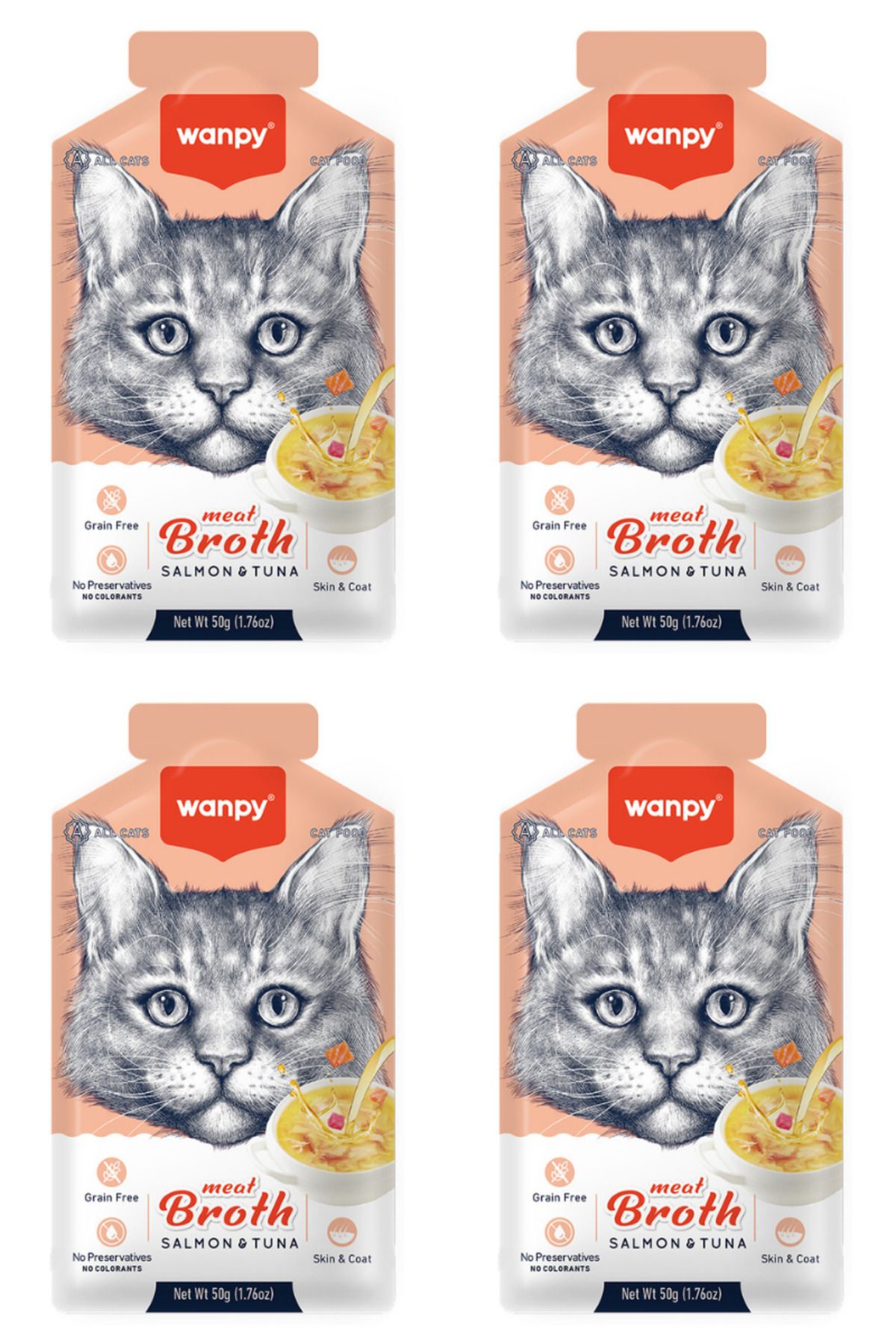 Wanpy Somonlu ve Ton Balıklı Tahılsız Kedi Çorbası 50gr - 4 Adet