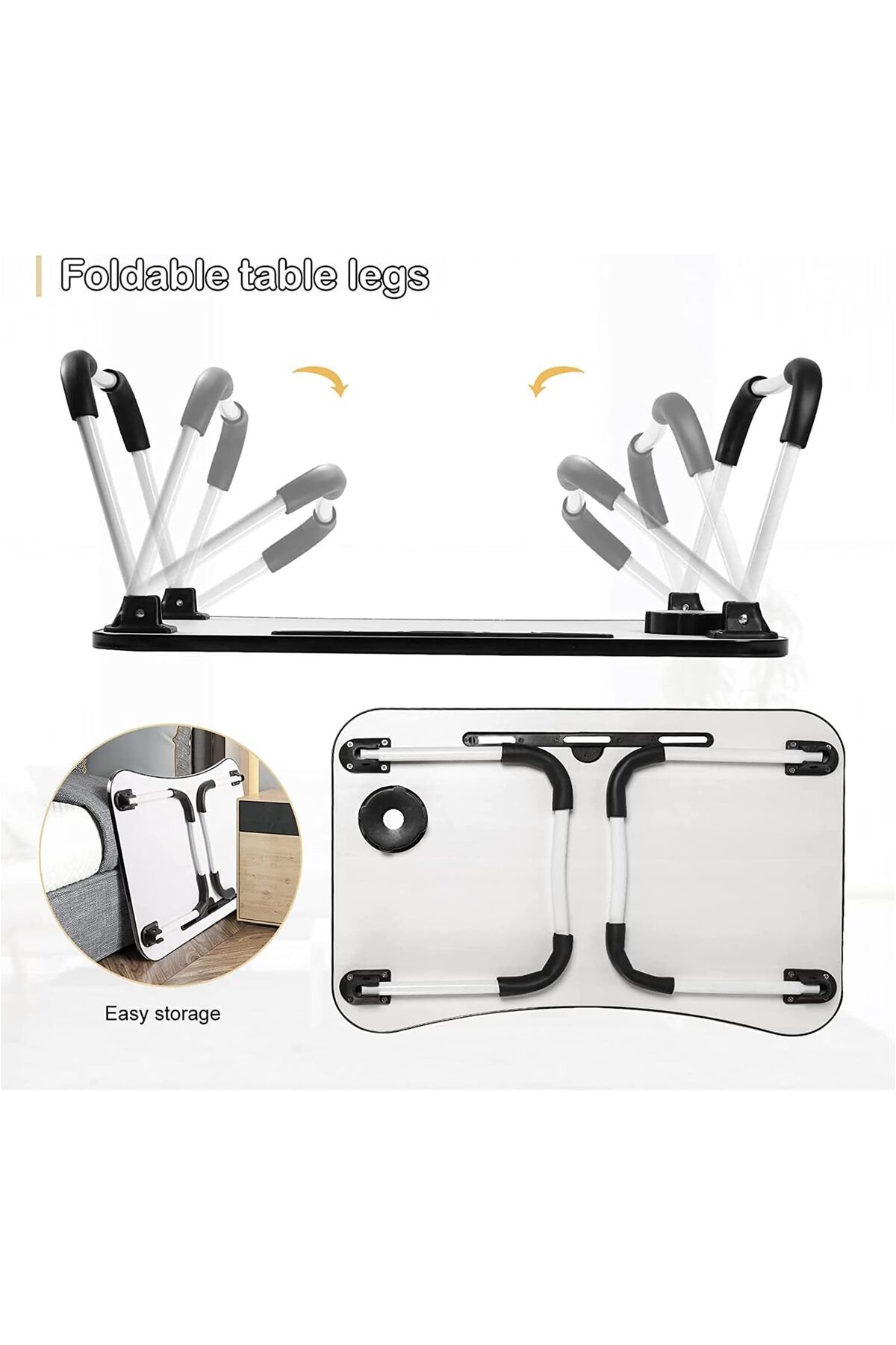 erorex-Portable Folding Laptop Desk For Bed With Ipad And Cup Holder Adjustable Lap Tray Notebook Stand 4