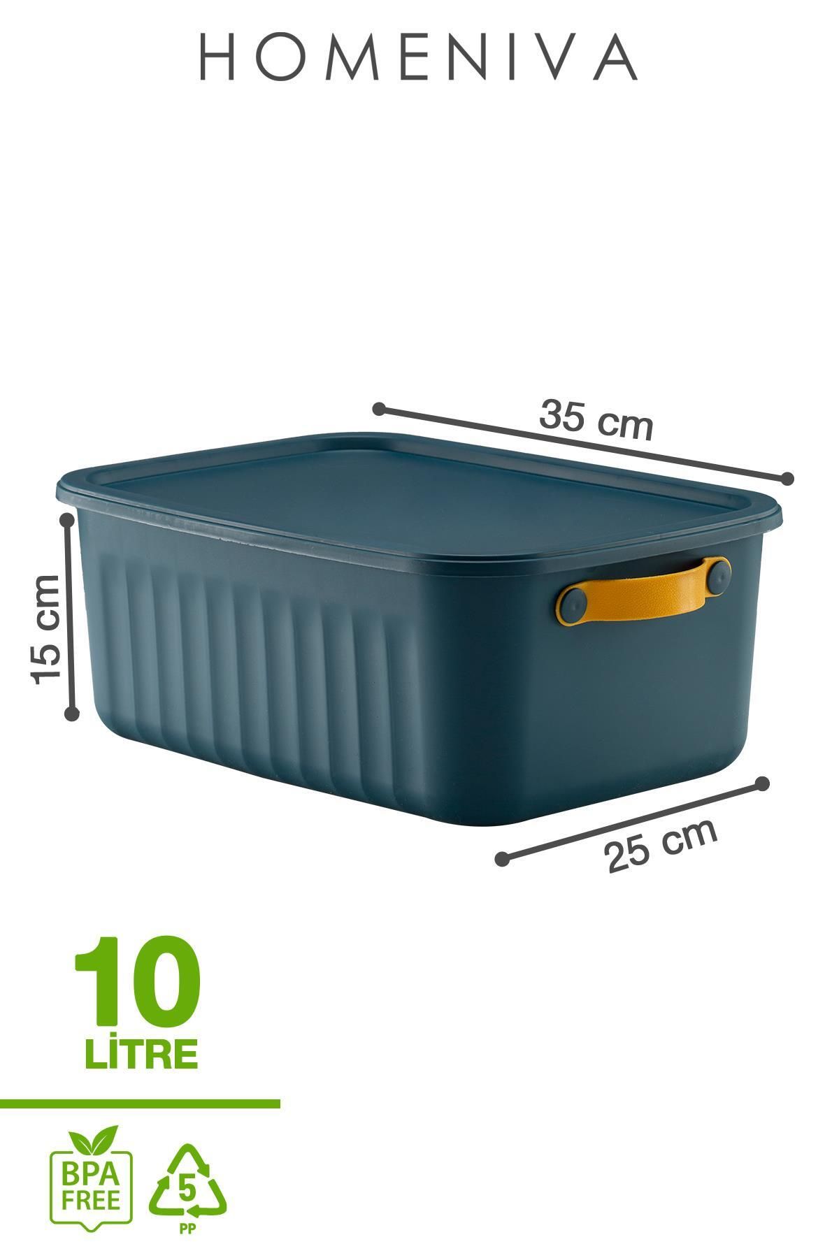 HOMENIVA-3 Pieces 10 Lt Multi-Purpose Organizer Box with Lid, Decorative Storage Box 3