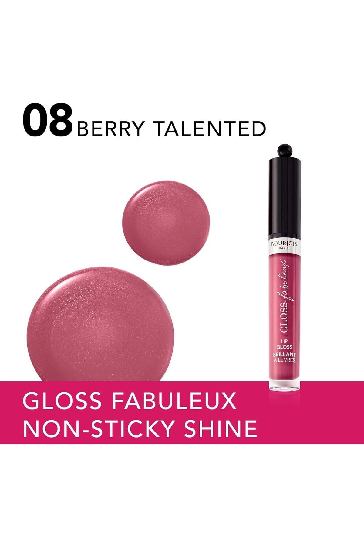 Bourjois-Bourjois Gloss Fabulous Beautiful Shades High Shine Colour Lip Gloss 08 Berry Talented 3.5 ml 3