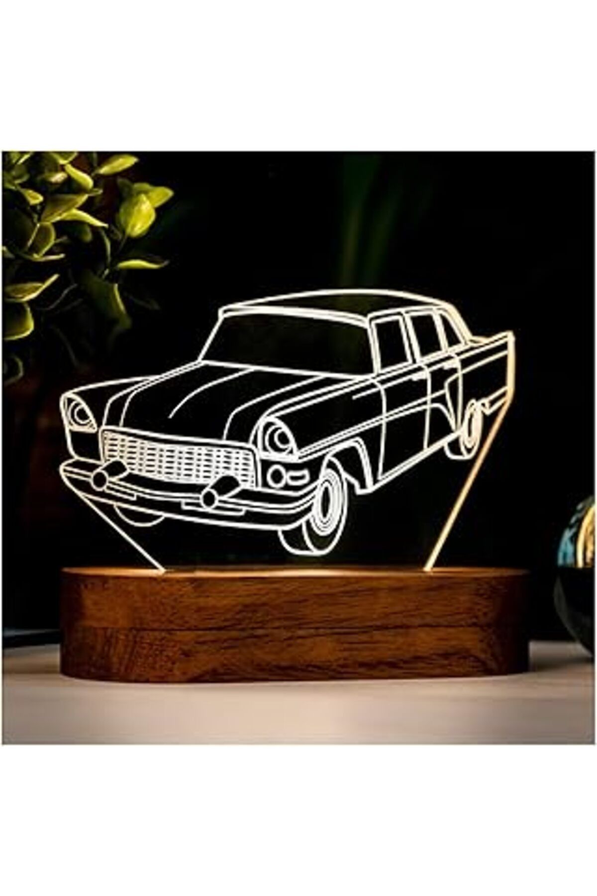 NETWORK ART Nostaljik Araba 3D LED Masa Lambası - USB Bağlantılı Sarı Işık