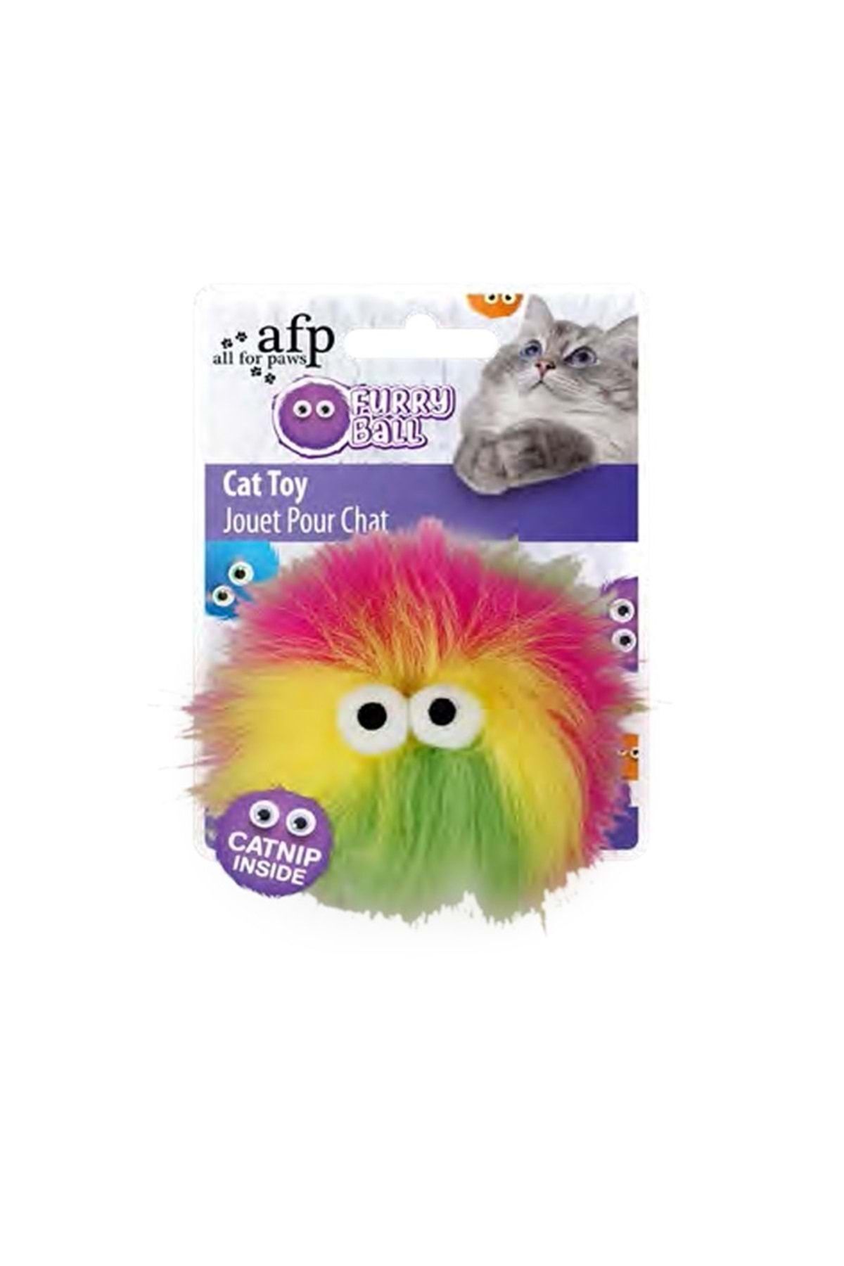 Orijin-Furry Ball-fluffer with Catnip - Yellow 9.5x9x5x5 Cm Cat Toy 1