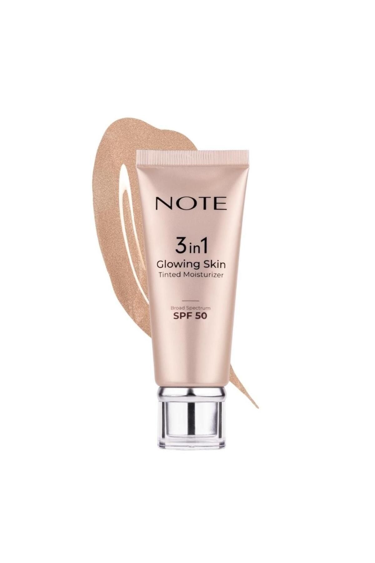 Note Cosmetics Note 3 in 1 Glowing Skin Tinted Moisturizer 50 SPF+ Işıltılı Aydınlatıcı Krem 30ml