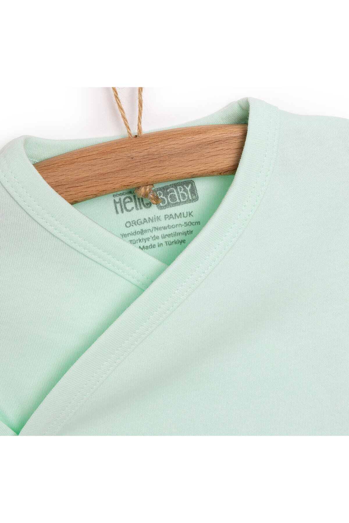 ebebek Hello Baby HelloBaby Unisex Bebek Yenidoğan Zıbın Şapka Patikli Alt %100 Pamuk Çıtçıtlı V Yaka Uzun Kol Yeşil fotoğrafı 3 (önizleme)