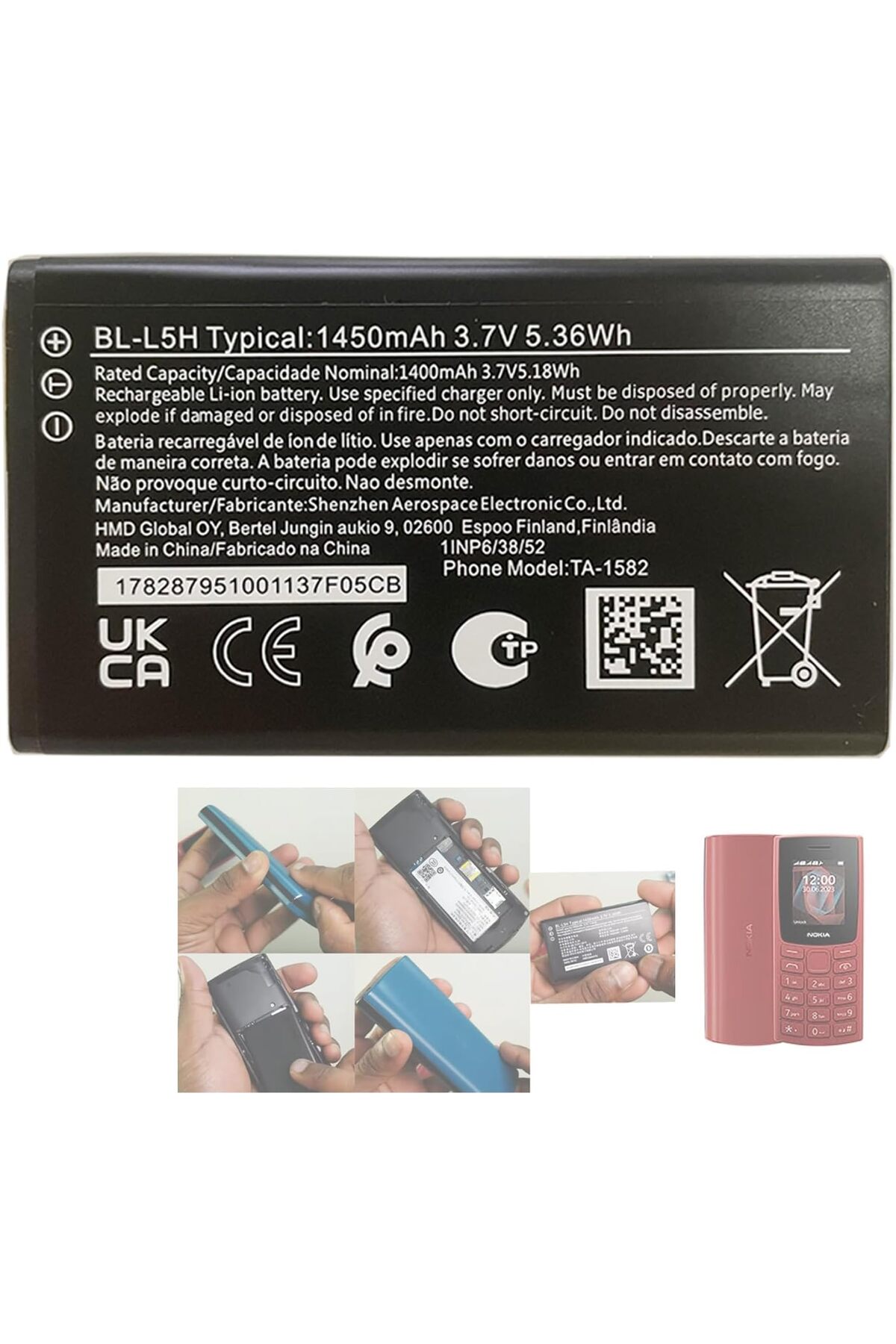 Pin điện thoại Hammer BL L5H dùng cho máy Nokia 105 4G /105 Pro /110