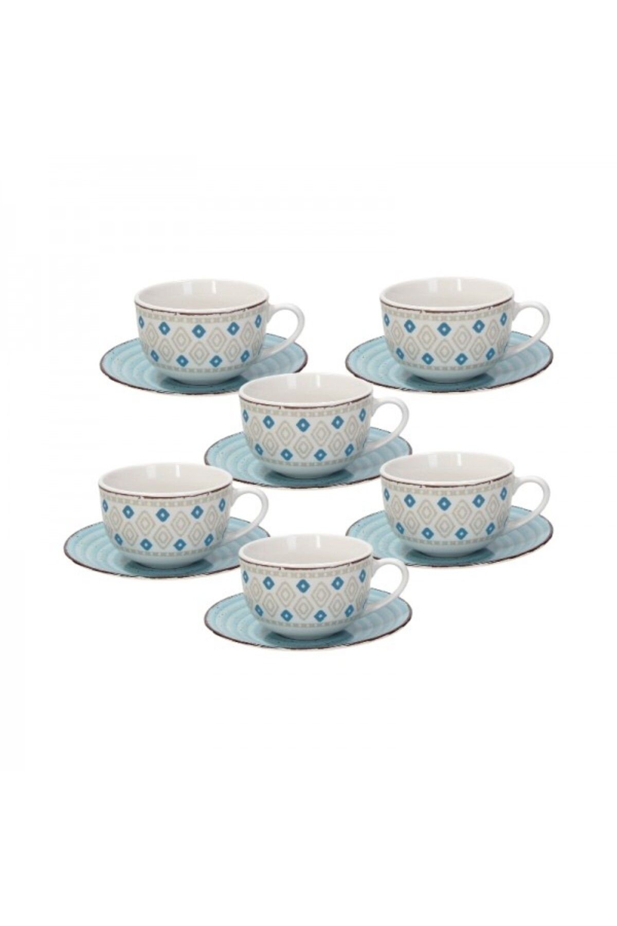 Tognana Set 6 Cesti Cu Farfurie Suport Din Portelan, Casablanca, 230 Ml - One Size