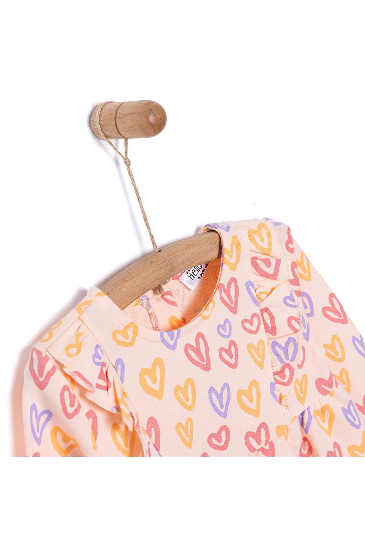 ebebek Hello Baby HelloBaby Basic Kız Kalp Desenli Fırfırlı Elbise Kız Bebek fotoğrafı 3 (önizleme)