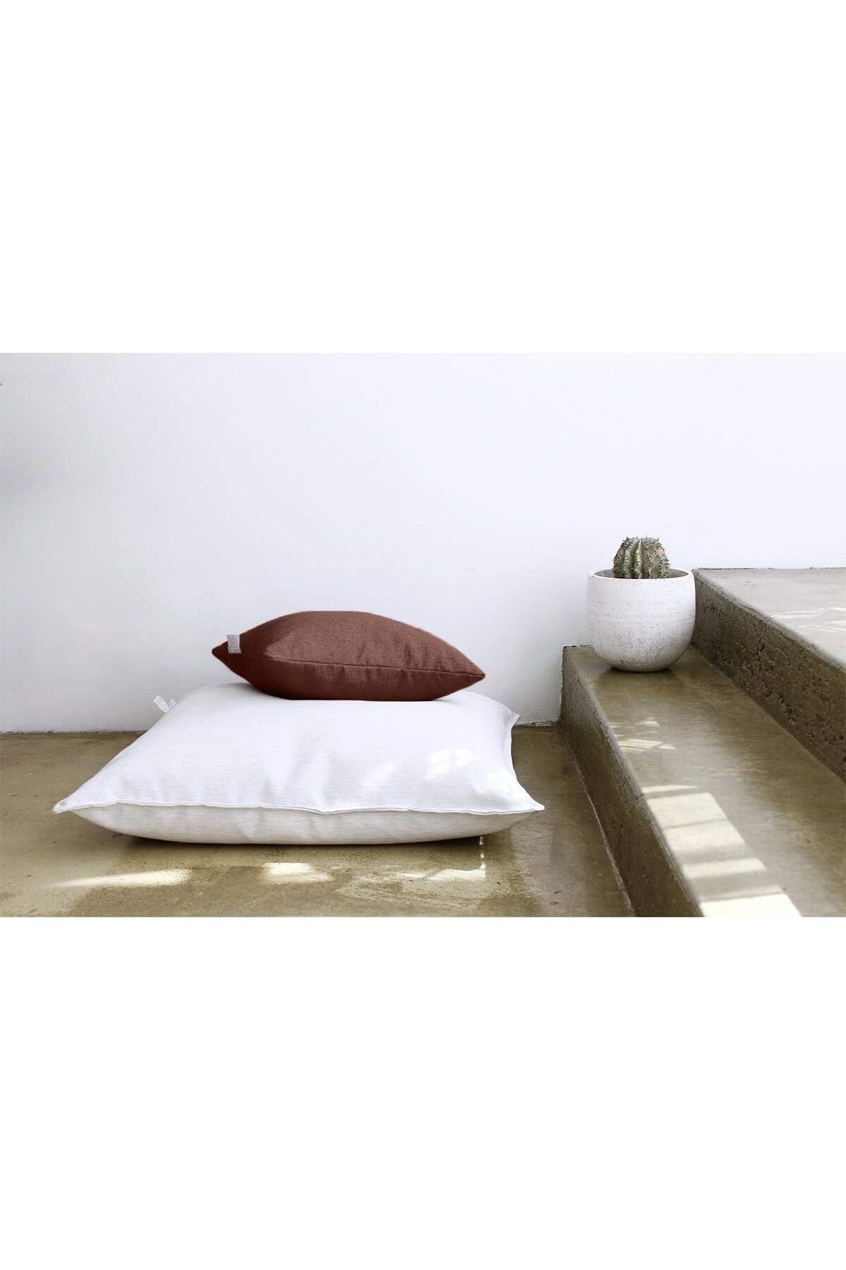 erorex-Linen Square Decorative Cushion Microfiber Filler 45 * 45 Brown Am.102060400276 Kun 2