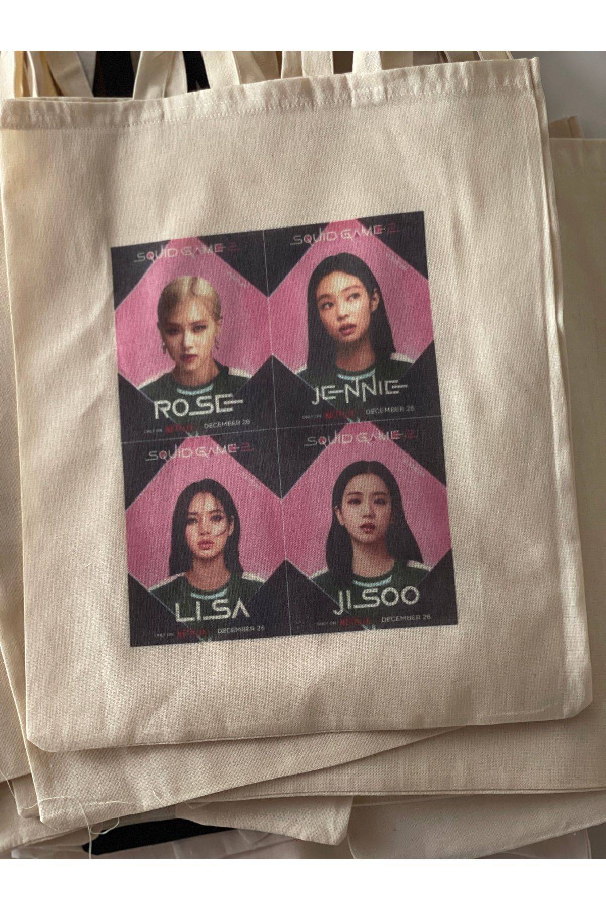 redame-Blackpink Squid Games Kpop Y2K Retro Cloth Bag Tote Bag 3