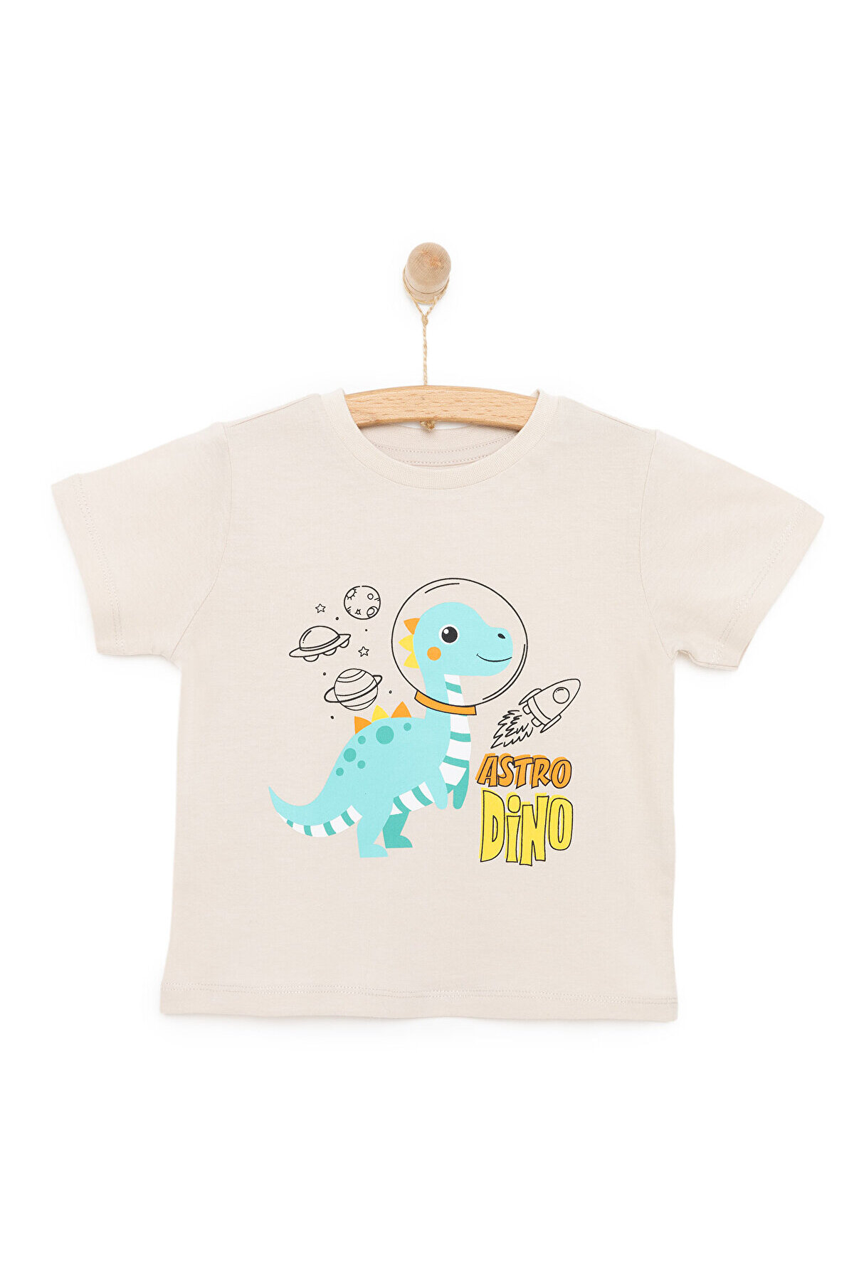 ebebek Hello Baby HelloBaby Basic Erkek Astro Dinozor Baskılı T-Shirt Erkek Bebek fotoğrafı 3 (önizleme)