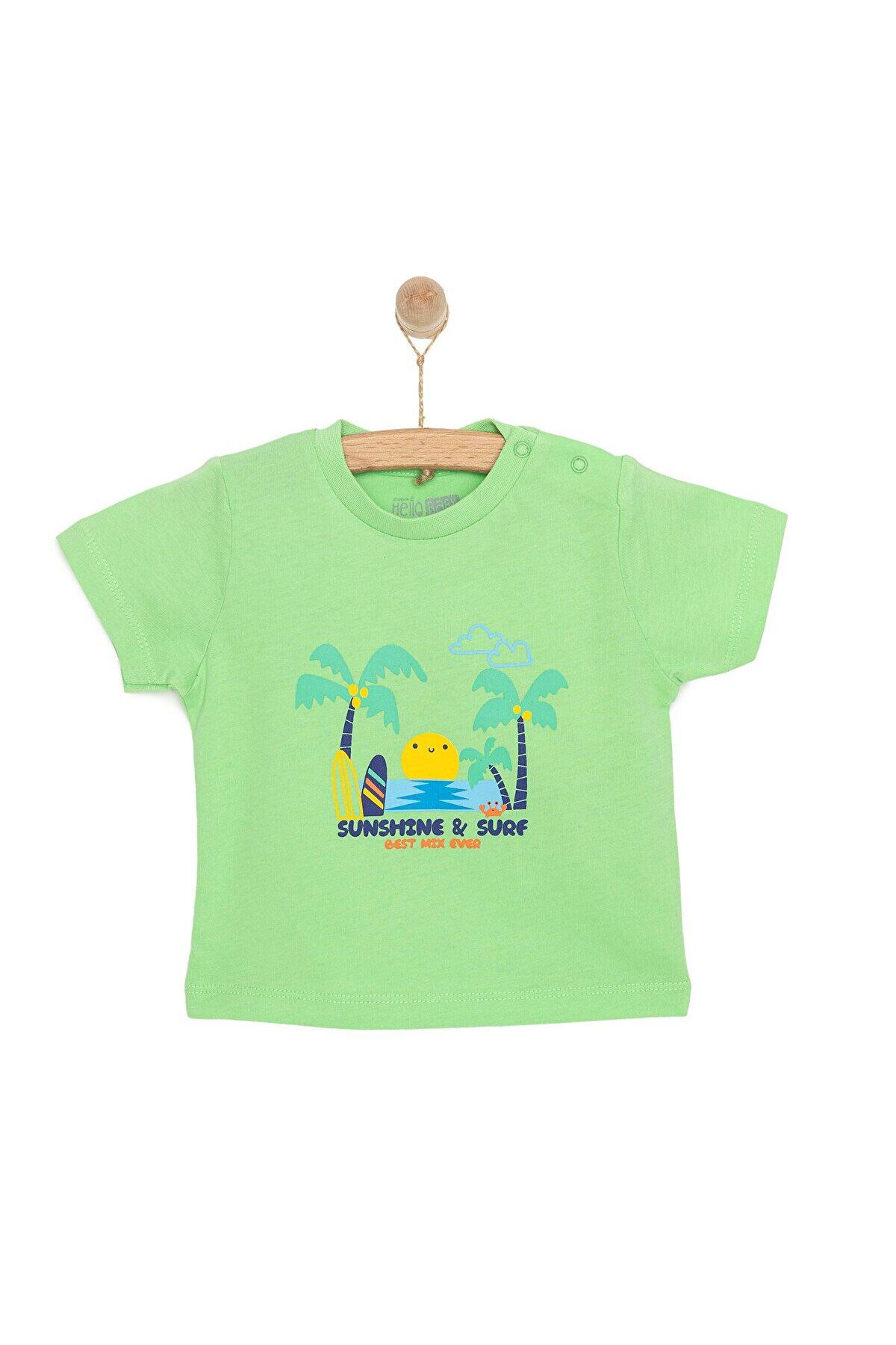 تی شرت پسرانه طرح دار آفتابی و نخل مردانه HelloBaby Basic برای نوزاد پسر ebebek Hello Baby