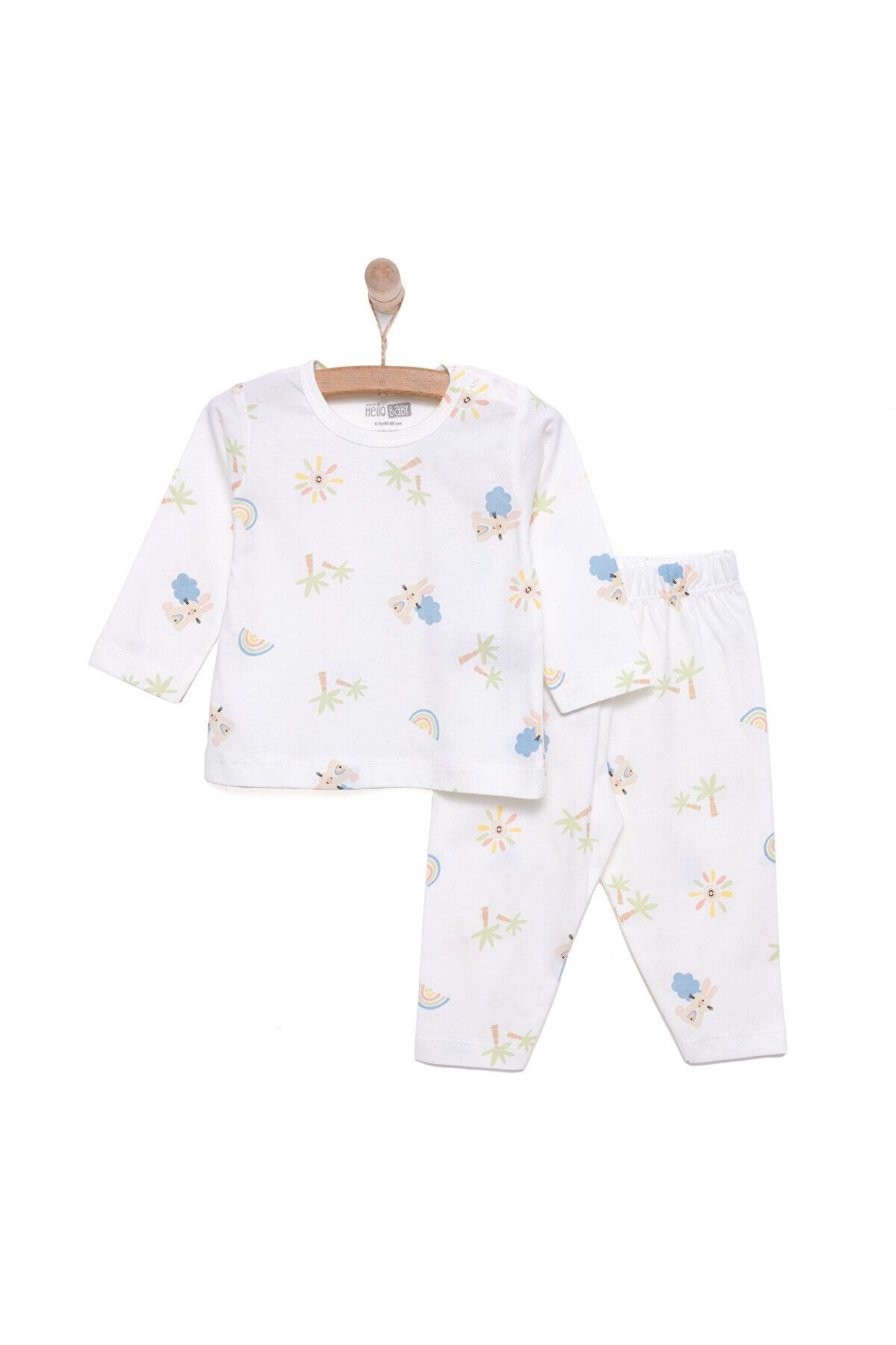 ست لباس خواب آستین بلند دخترانه HelloBaby با طرح رنگین کمان ebebek Hello Baby