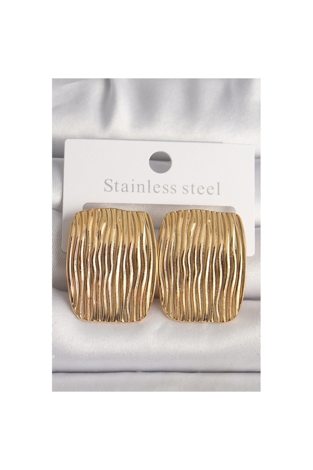 Skygo-Brass Gold Color Embroidered Square Plate Model Women's Earrings - Tj-Bkp10145 1