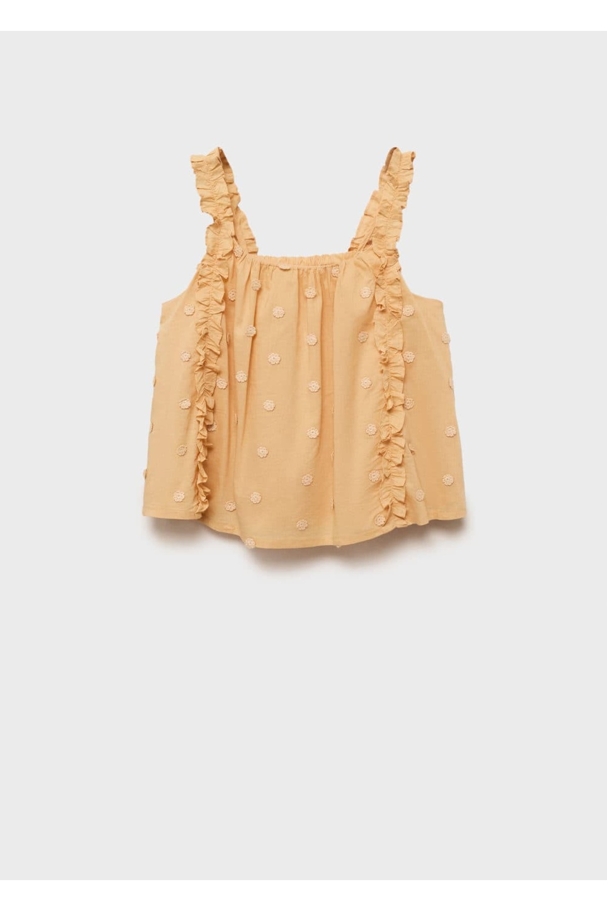 İşlemeli fırfır bluz