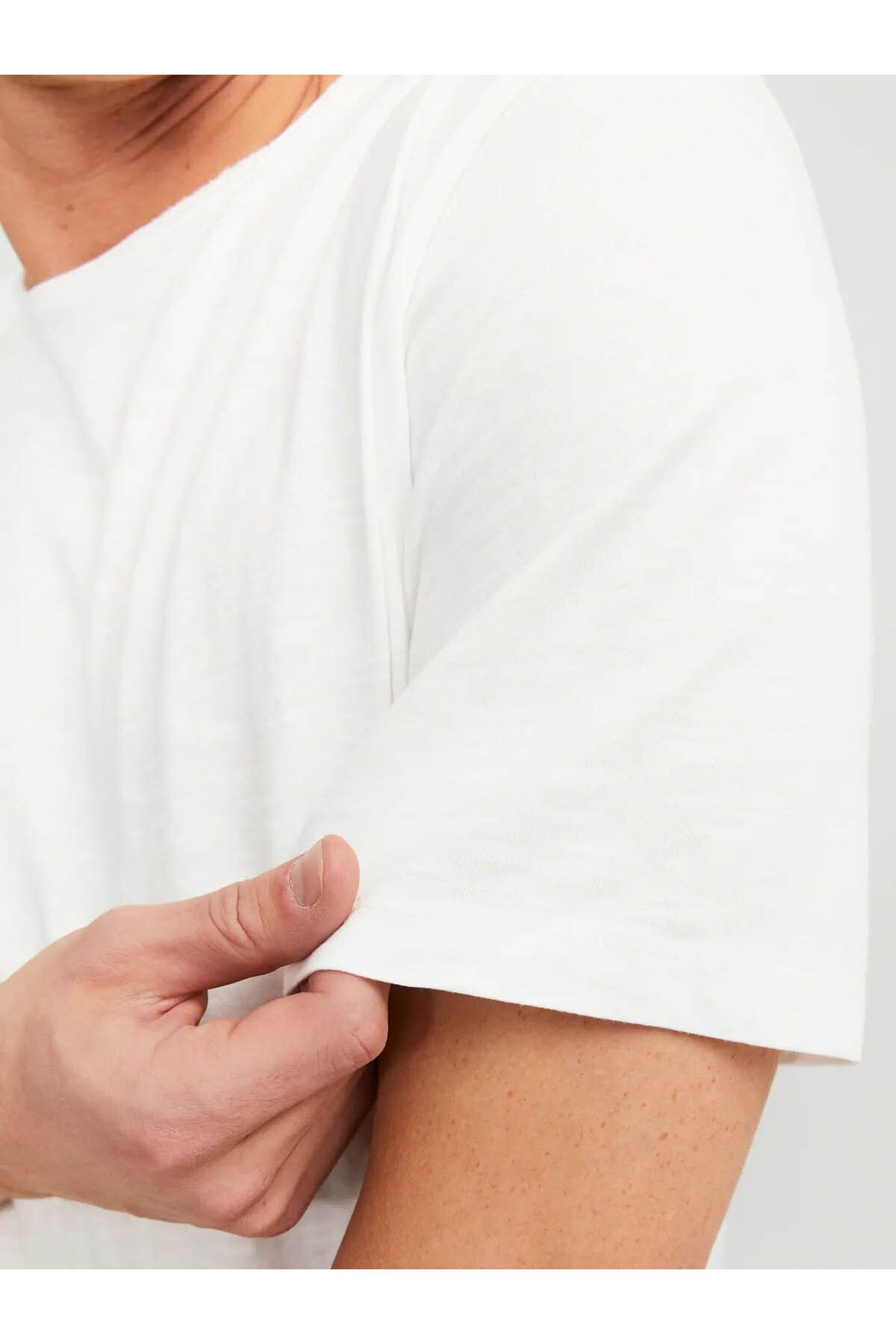 تی شرت سفید مردانه Jack & Jones نخی ارگانیک جک جونز وایت 12182498 Jack & Jones