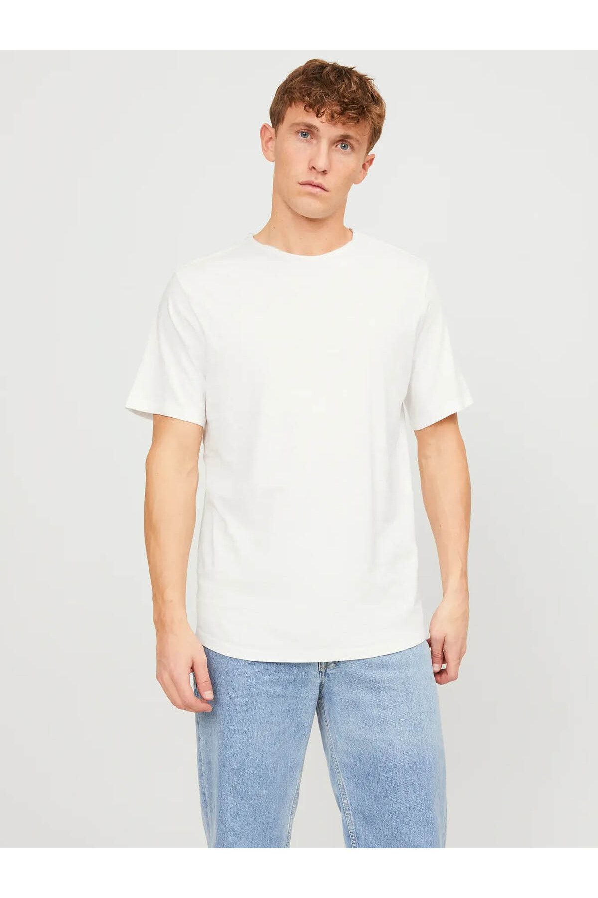 تی شرت سفید مردانه Jack & Jones نخی ارگانیک جک جونز وایت 12182498 Jack & Jones