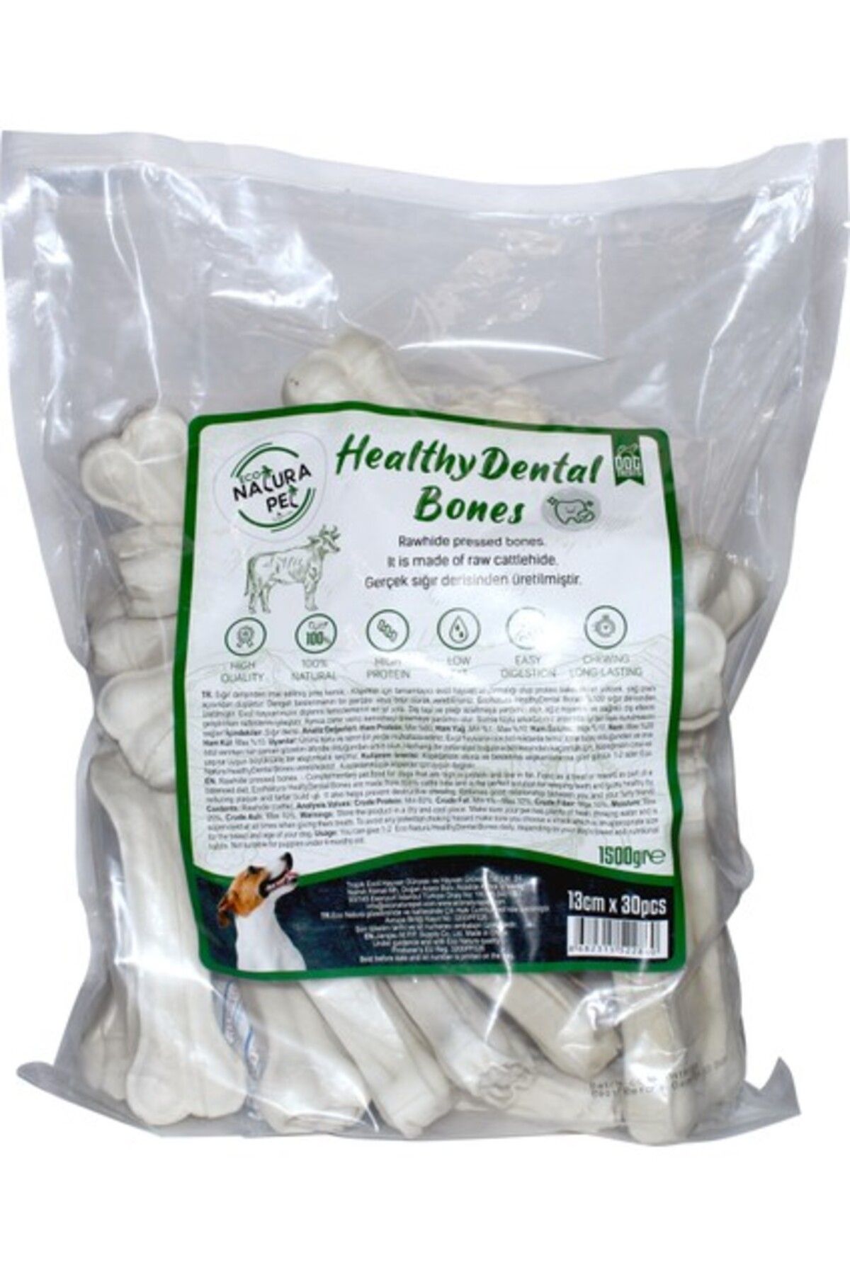 Natura Pet Eco Natura Pet Healty Dental Bones Beyaz Pres Kemik 13 cm 30'lu 1500 gr