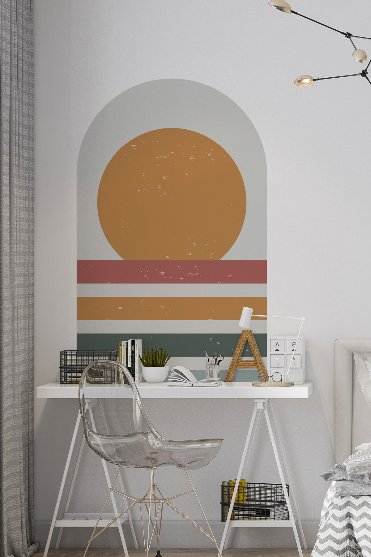 Kendinden Yapışkanlı Kalın Kanvas Dokulu Minimalist Sanat Duvar Kağıdı , Kolay Uygulama