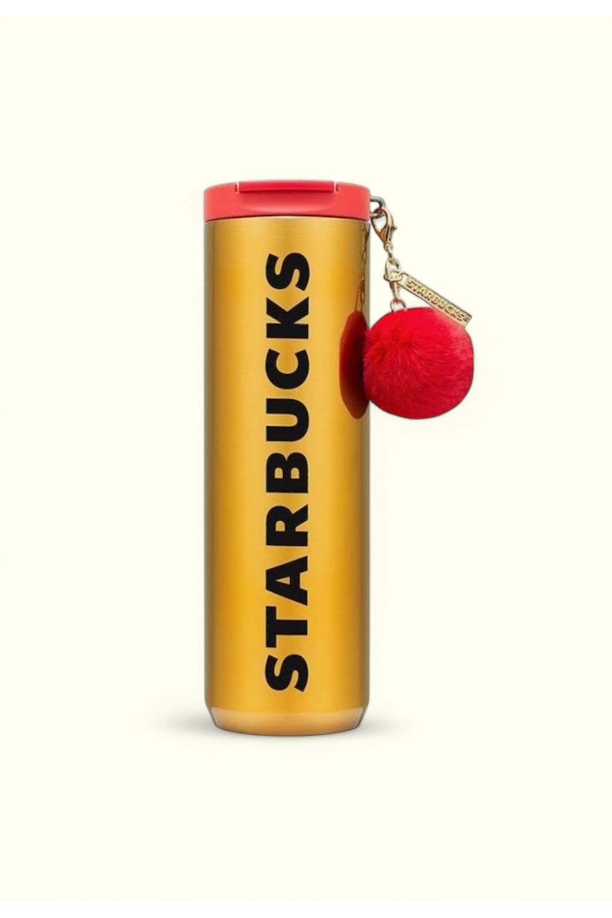 Starbucks ® Paslanmaz Çelik Termos - Ponponlu - Altın Rengi - 473 ml -