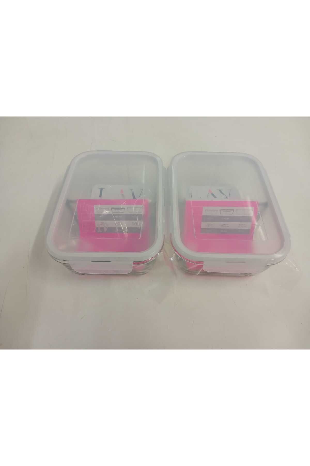 LAV-Feyzade Fresco Two Section Ziplock Glass Storage Container Set of 2 1120Cc Rectangular (Frs-297) 1