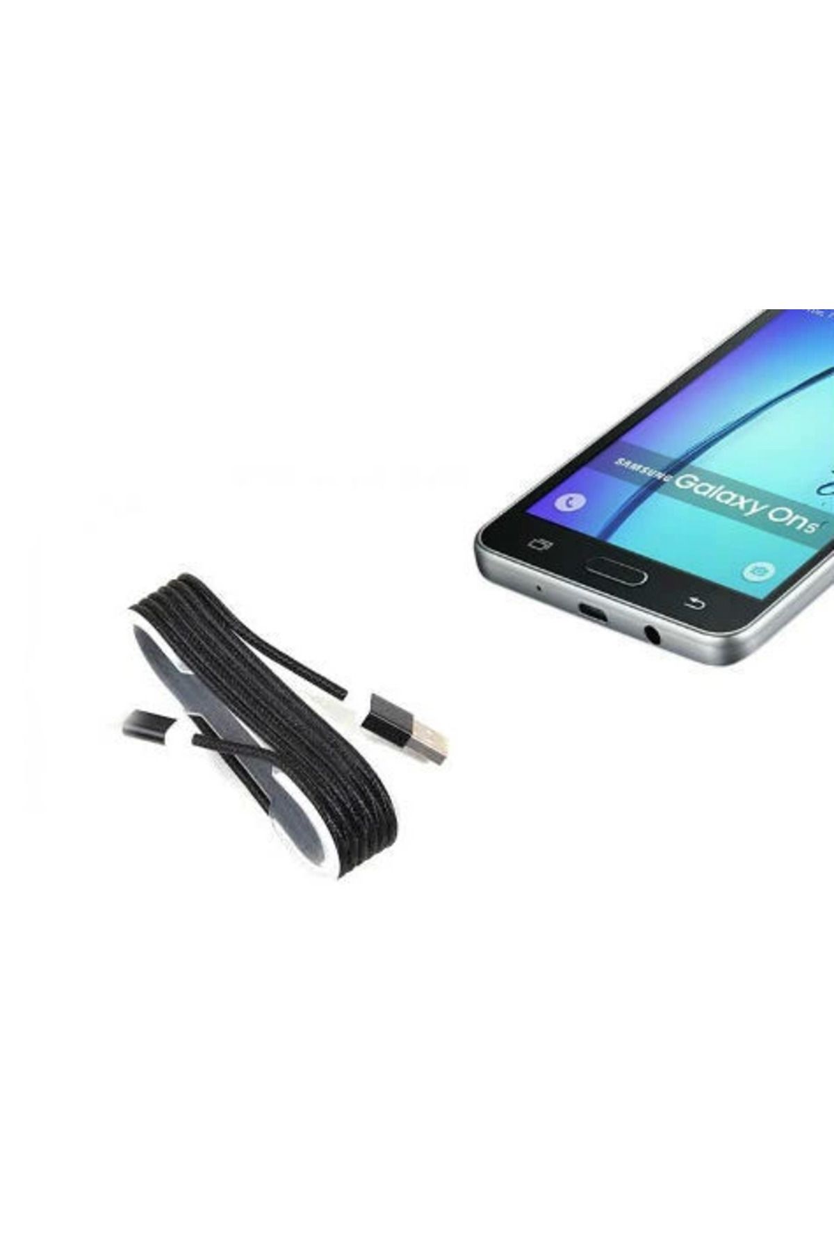 karadağsb Android Örgü Şeklinde Renkli Çelik Şarj Data Kablosu - Siyah