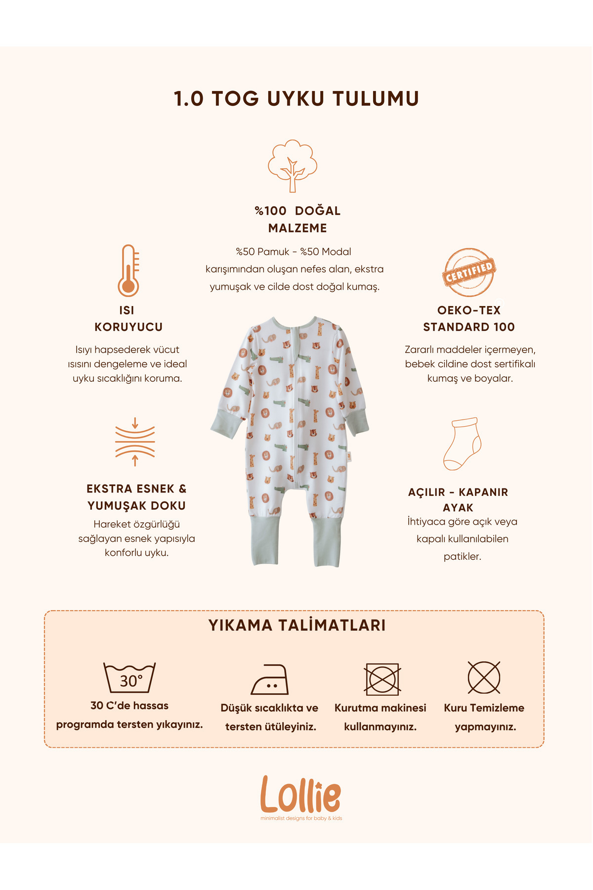 Lollie Baby&Kids Bebek Uyku Tulumu 1.0 TOG, Modal & Pamuk - Uçaklar fotoğrafı 6 (önizleme)