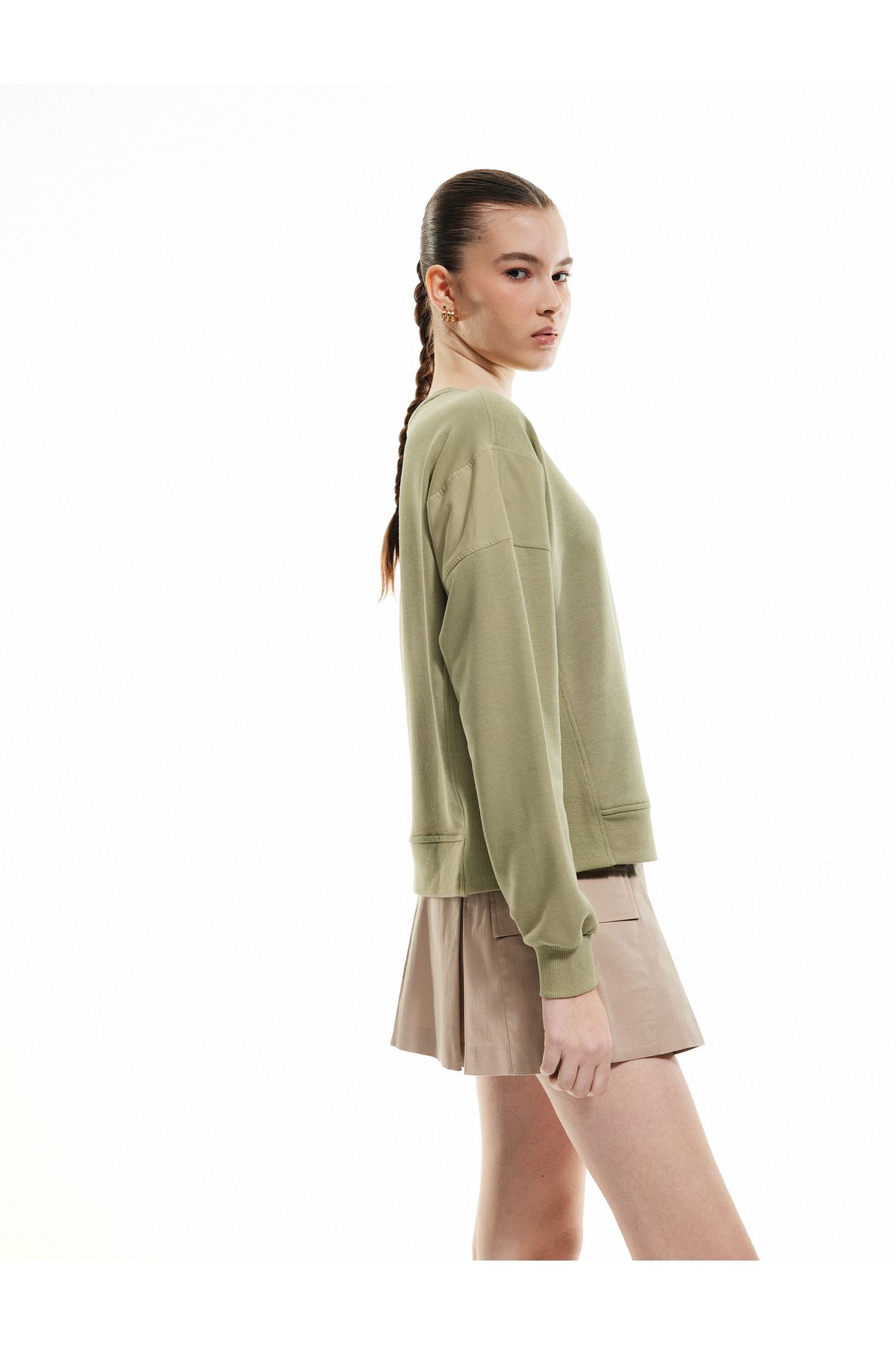 Koton Yeni Sezon Üç İplik Uzun Kollu Bisiklet Yaka Basic Sweatshirt