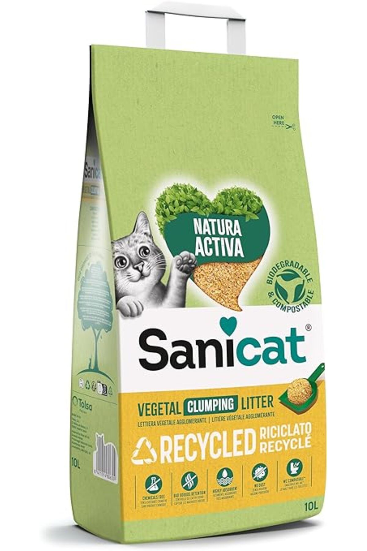 Sanicat Natura Activa Çam Peleti Bitkisel Topaklanan Kedi Kumu 10L