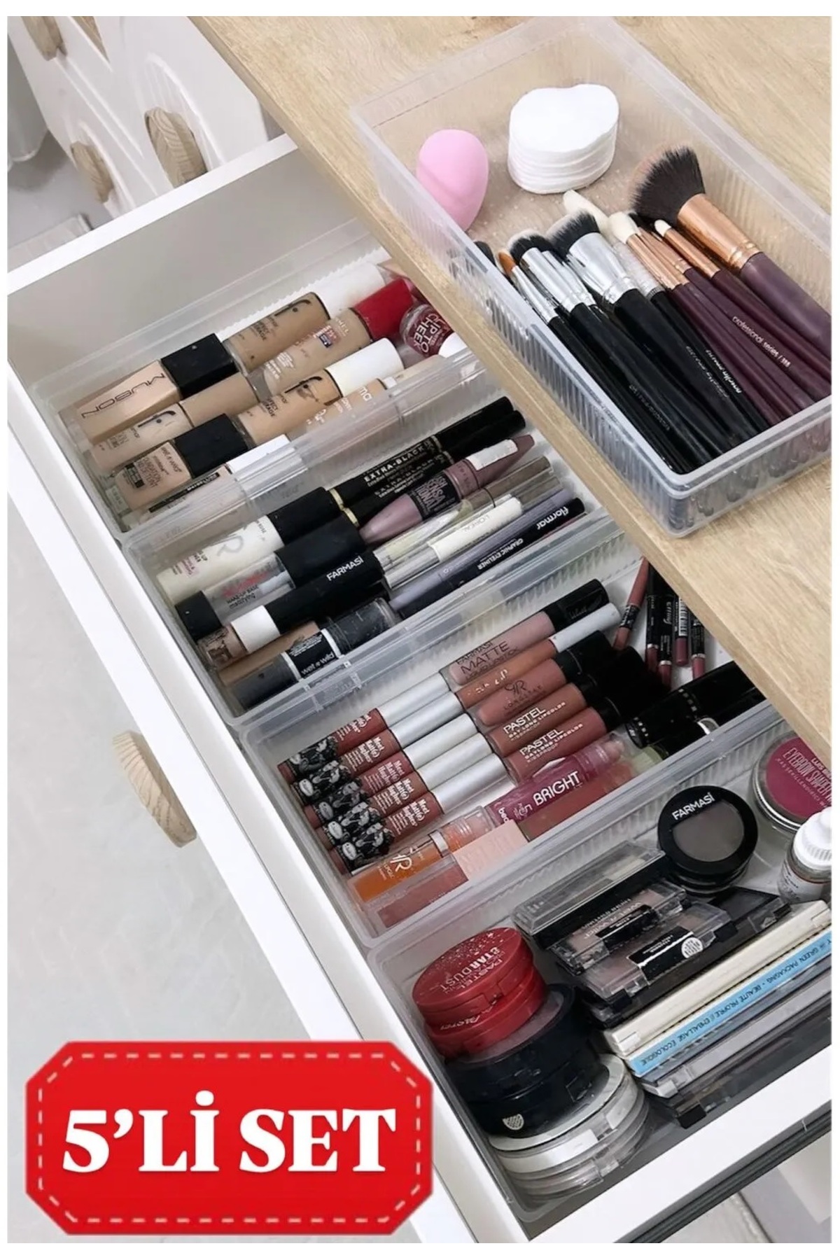 5Pcs Bade Xl Drawer Organizer Makeup Organizer Cosmetic Organizer Makeup Brush Box