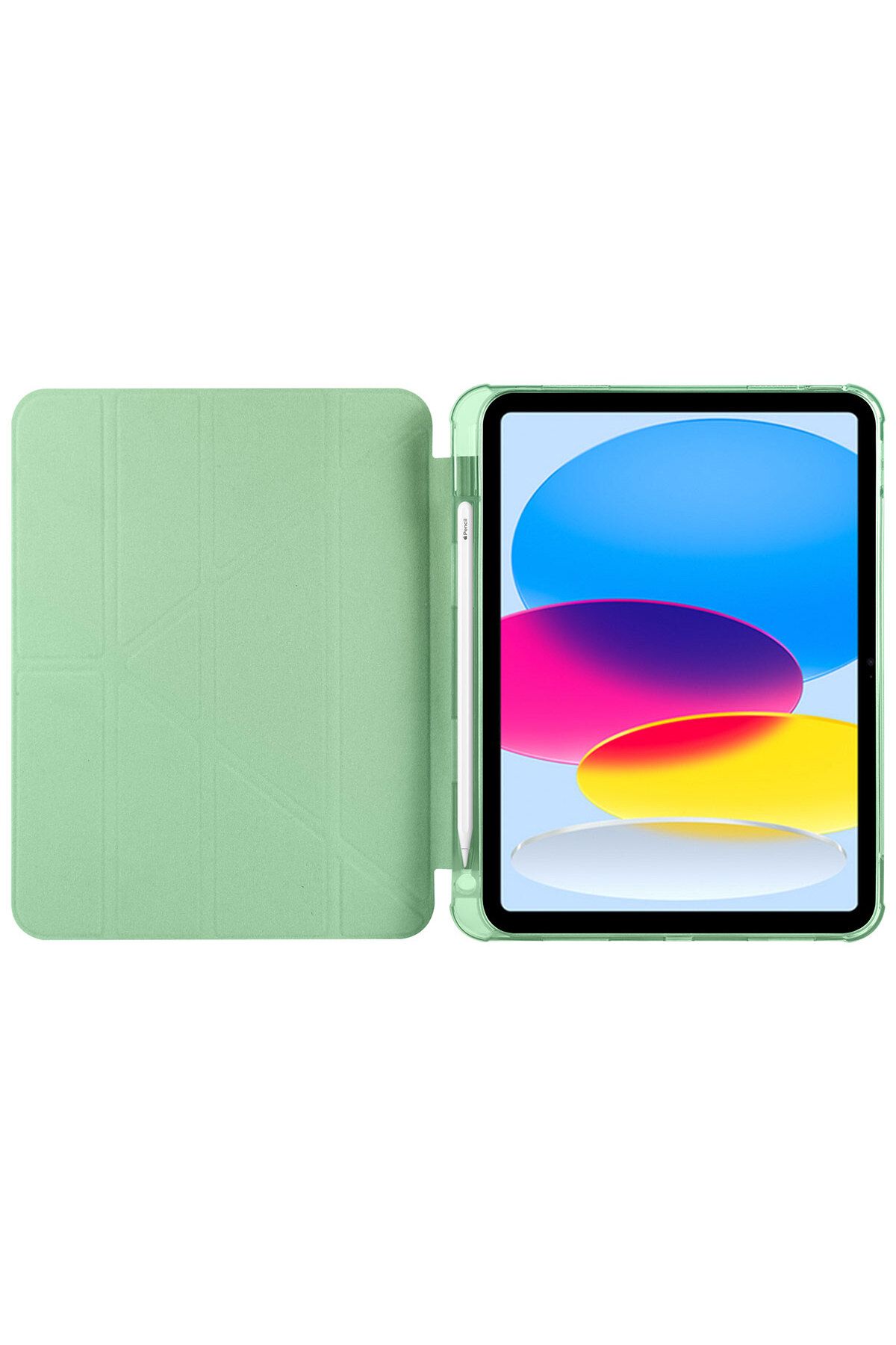 Alan Tech-iPad 11Th Generation 2025 Case Zore Tri Folding Stand Case with Pen Compartment - Navy Blue 6