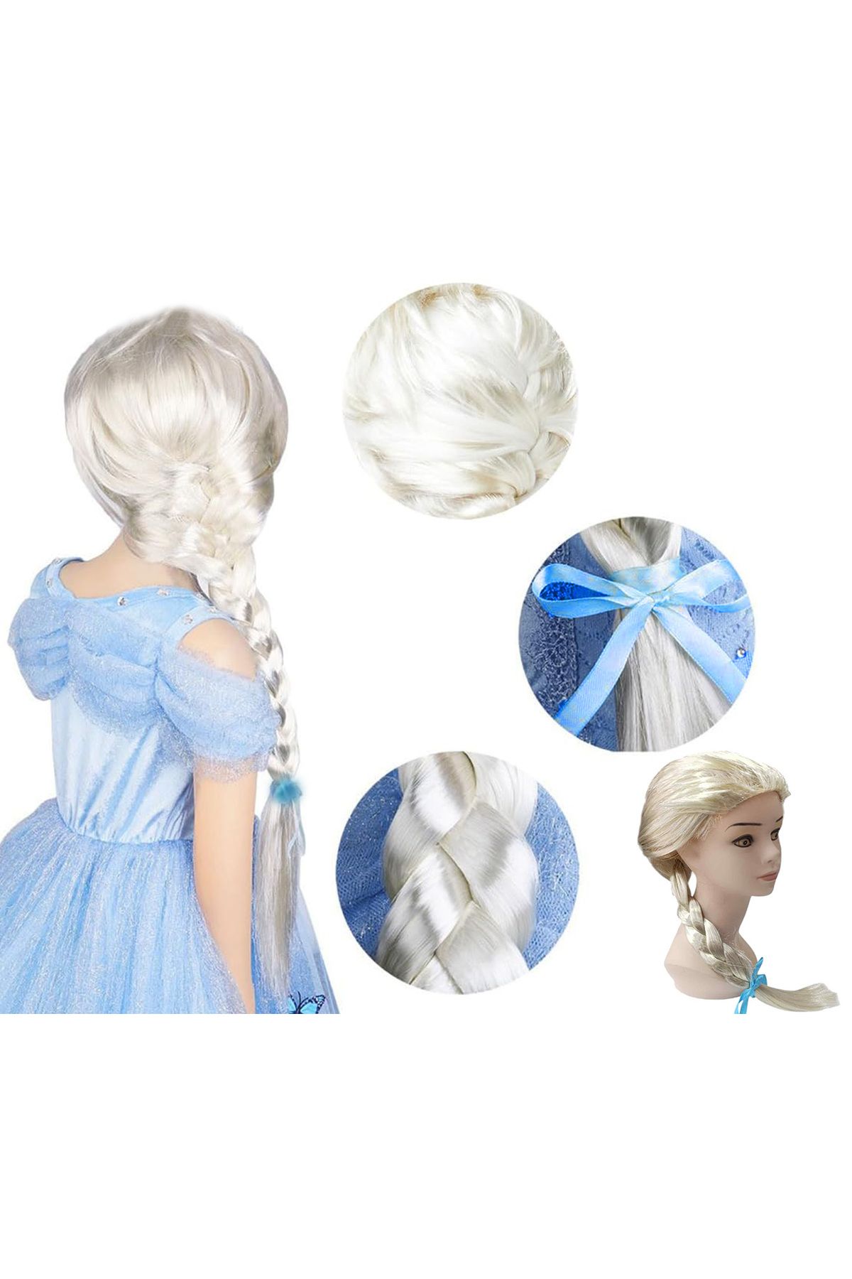Avantaj Kapıda ® Platin Altın Dore Renk Karlar Ülkesi Elsa Frozen Peruğu Çocuk Boy (Parti Temalı)