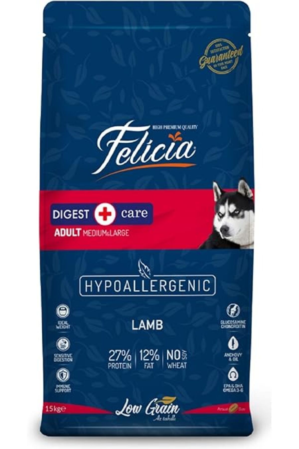 Felicia Az Tahıllı 15 Kg Yetişkin Kuzulu M/Large Breed Hypoallergenic Köpek Maması