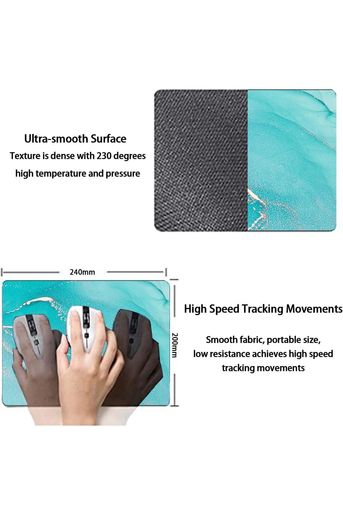 COOYA-Mouse Pad,11.8" ×9.8" Durable Water-Resistant Thick Computer Mouse Pad with Non-Slip Rubber Base 3