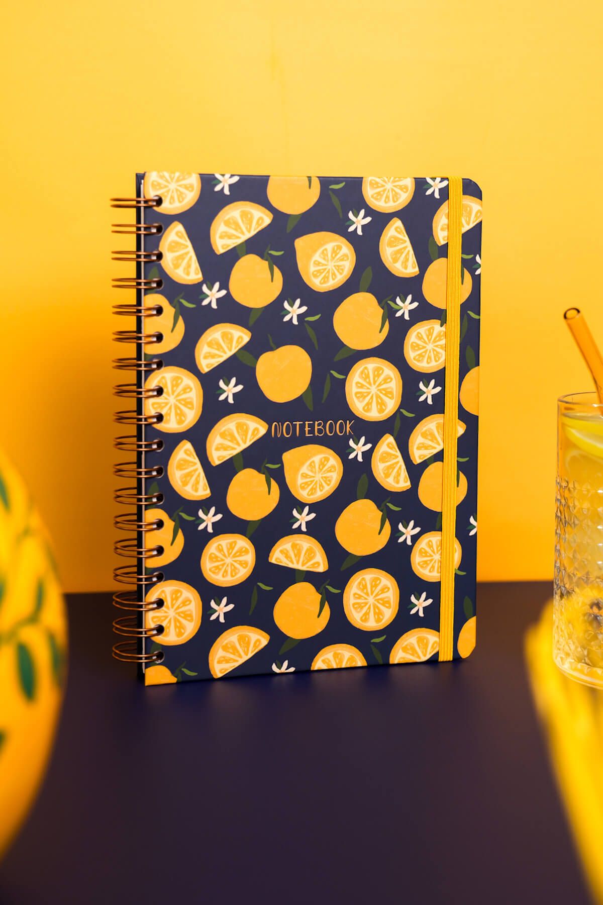 Matt Notebook-B5 17X24 cm Spiral Elastic Checkered Undated Notepad Lemon 4