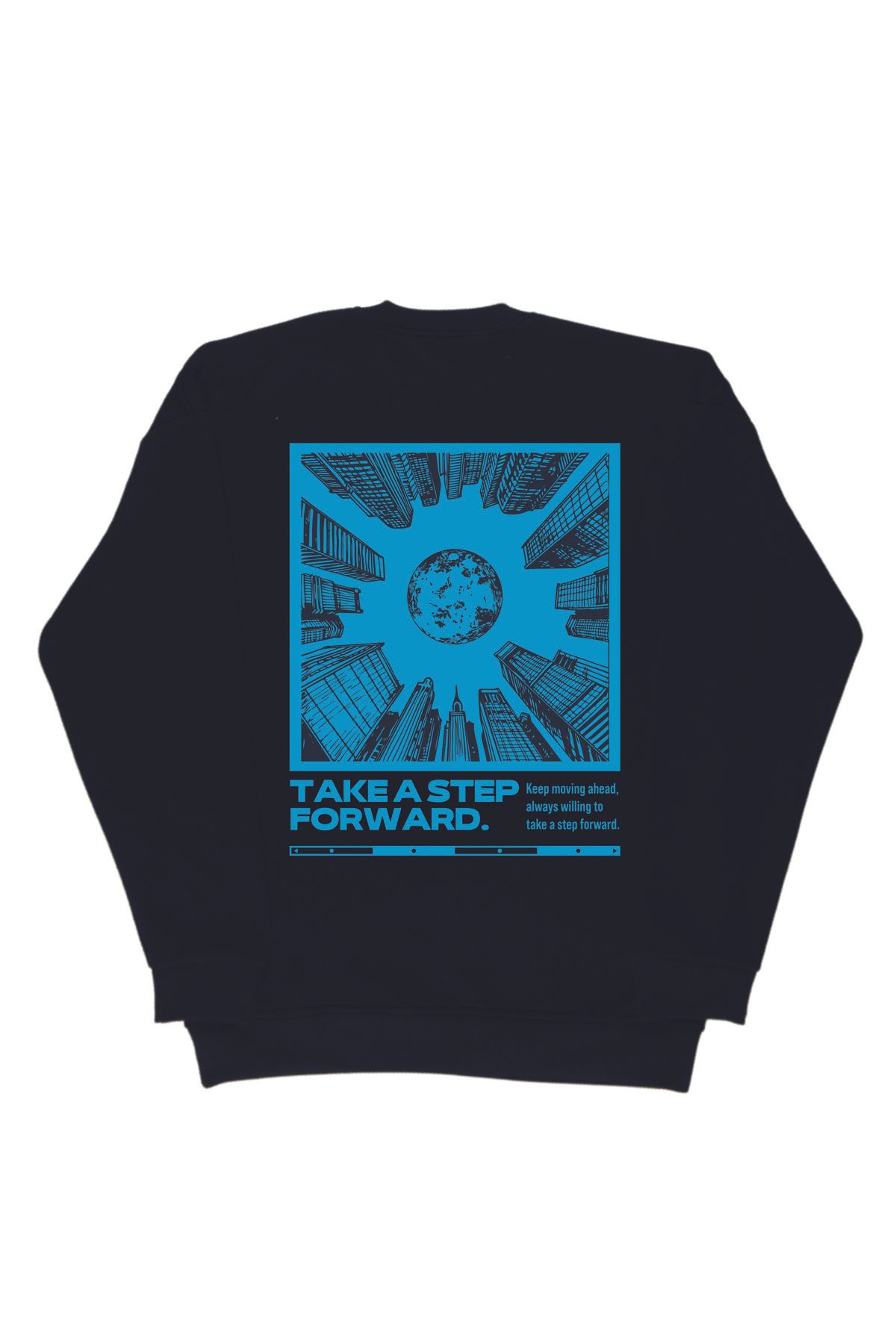 By Caspita Fashion Lenithra Take a Step Forward Sırt Baskılı Unisex Oversize Siyah Sweatshirt