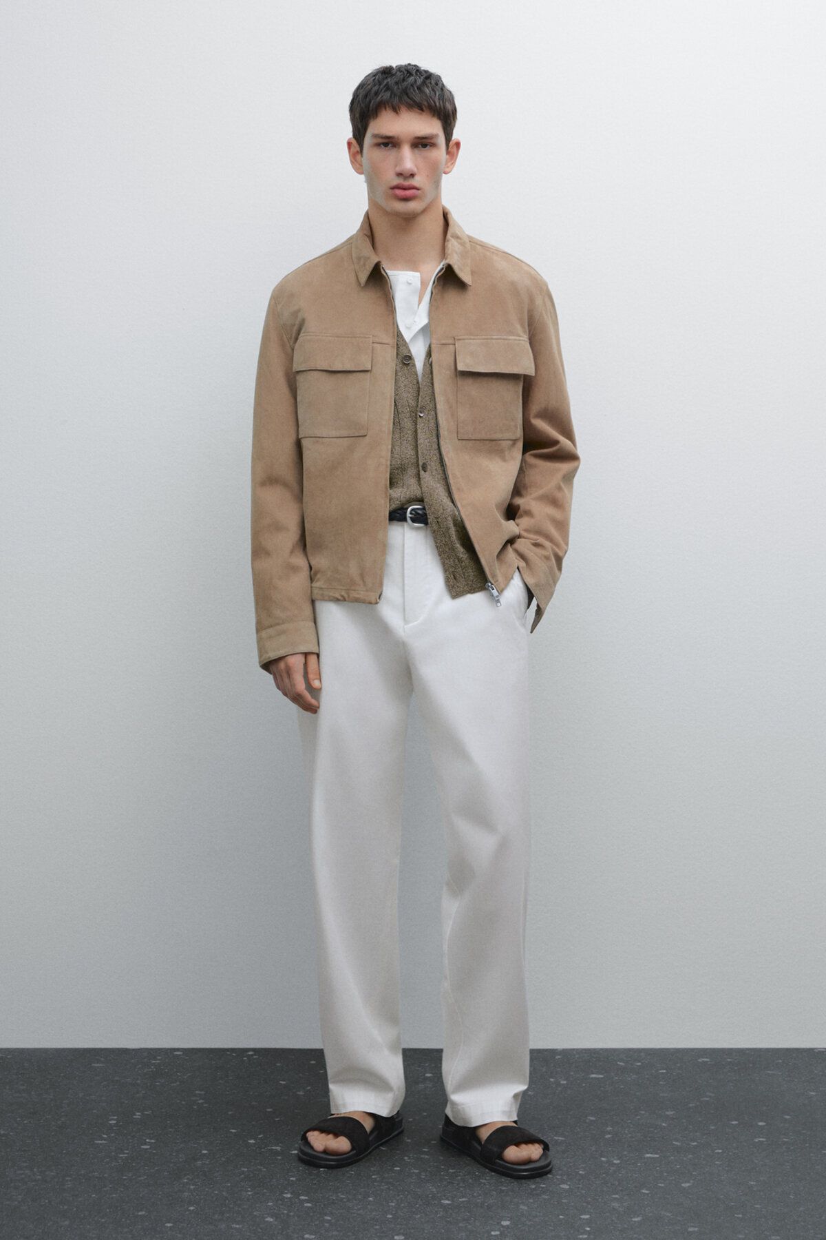 شلوار نخی صاف Massimo Dutti