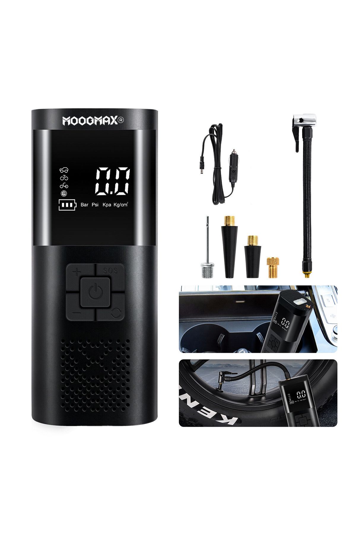 MOOGMAX-Wireless Air Pump with LCD Display & LED Light Portable Smart Digital Tire Inflator for Car 1